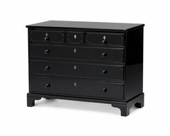 Elegant Baroque Style Black Lacquer Dresser with Bracket Feet