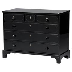 Elegant Baroque Style Black Lacquer Dresser with Bracket Feet