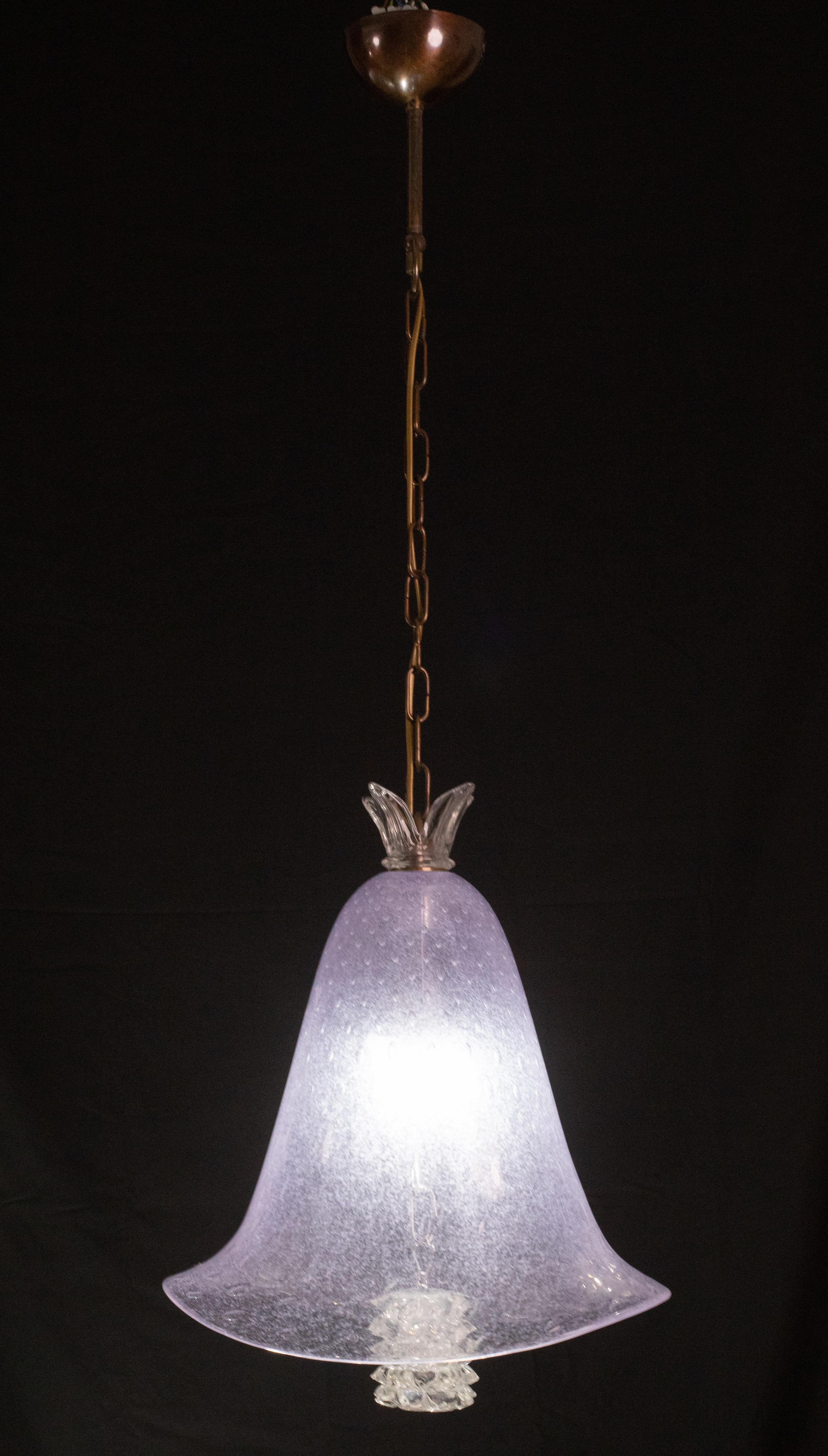 Elegant Barovier e Toso Lantern in Bubble Glass with a Rostrato glass element For Sale 4