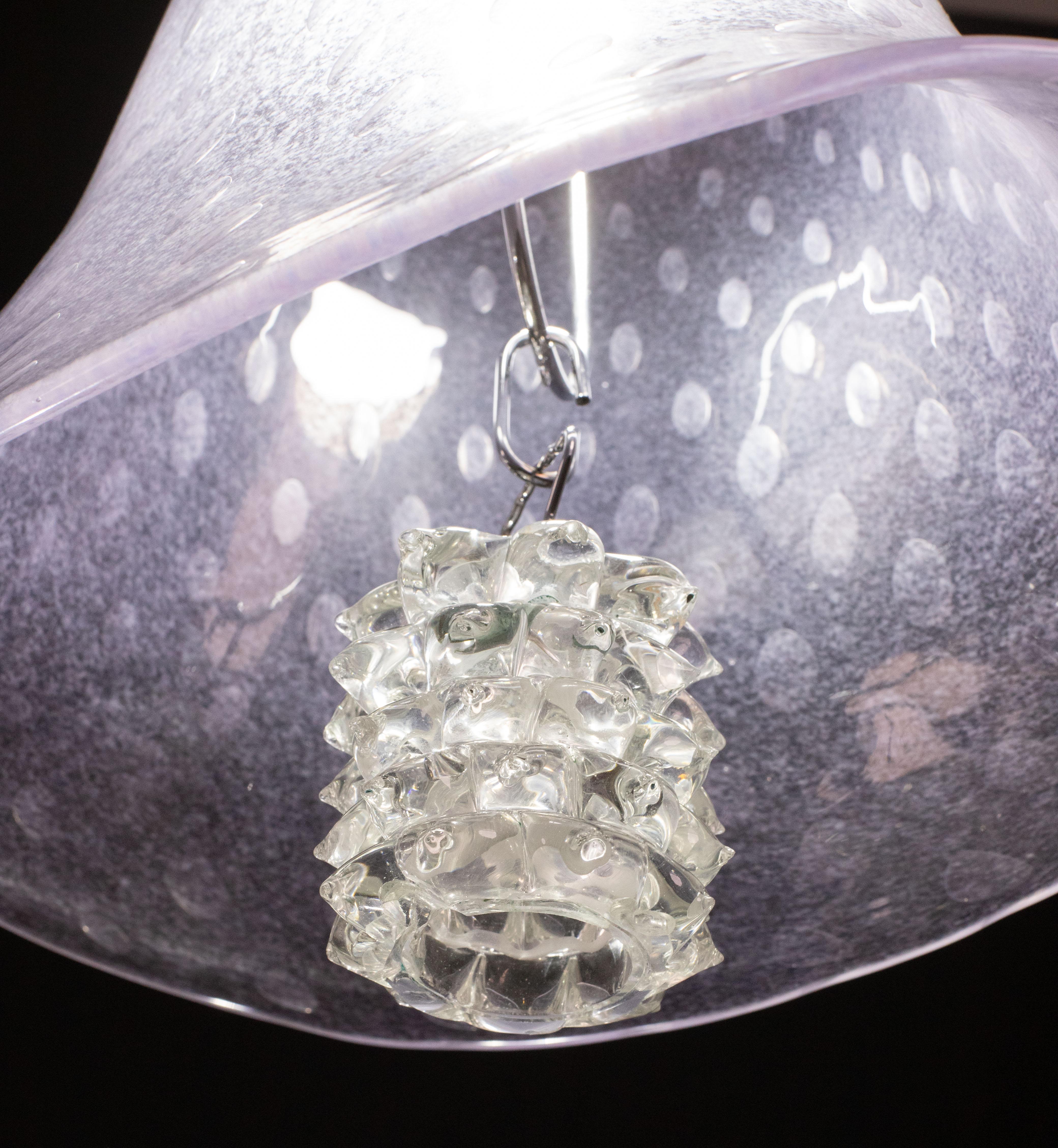 Elegant Barovier e Toso Lantern in Bubble Glass with a Rostrato glass element For Sale 5