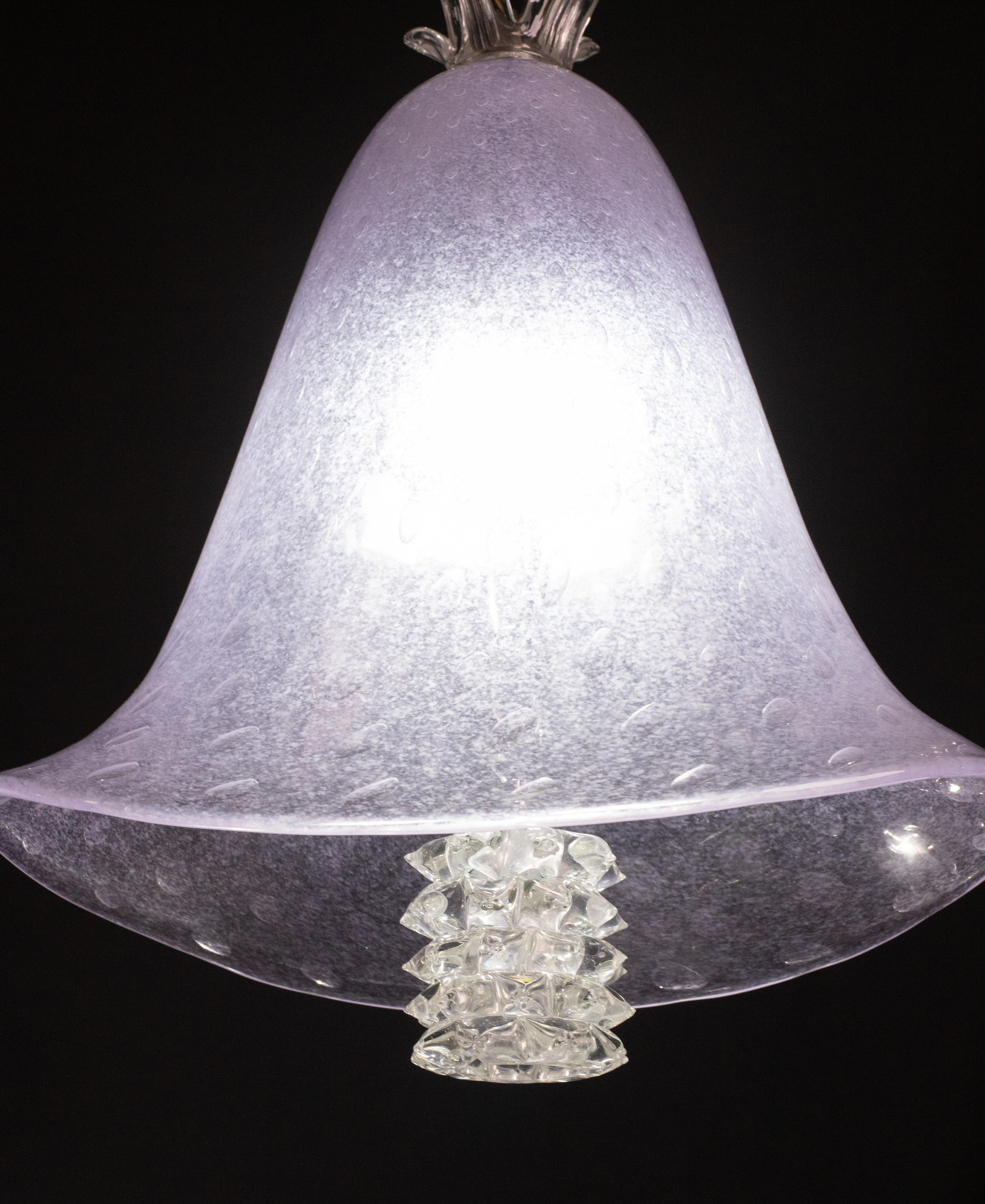 Elegant Barovier e Toso Lantern in Bubble Glass with a Rostrato glass element In Good Condition For Sale In Roma, IT