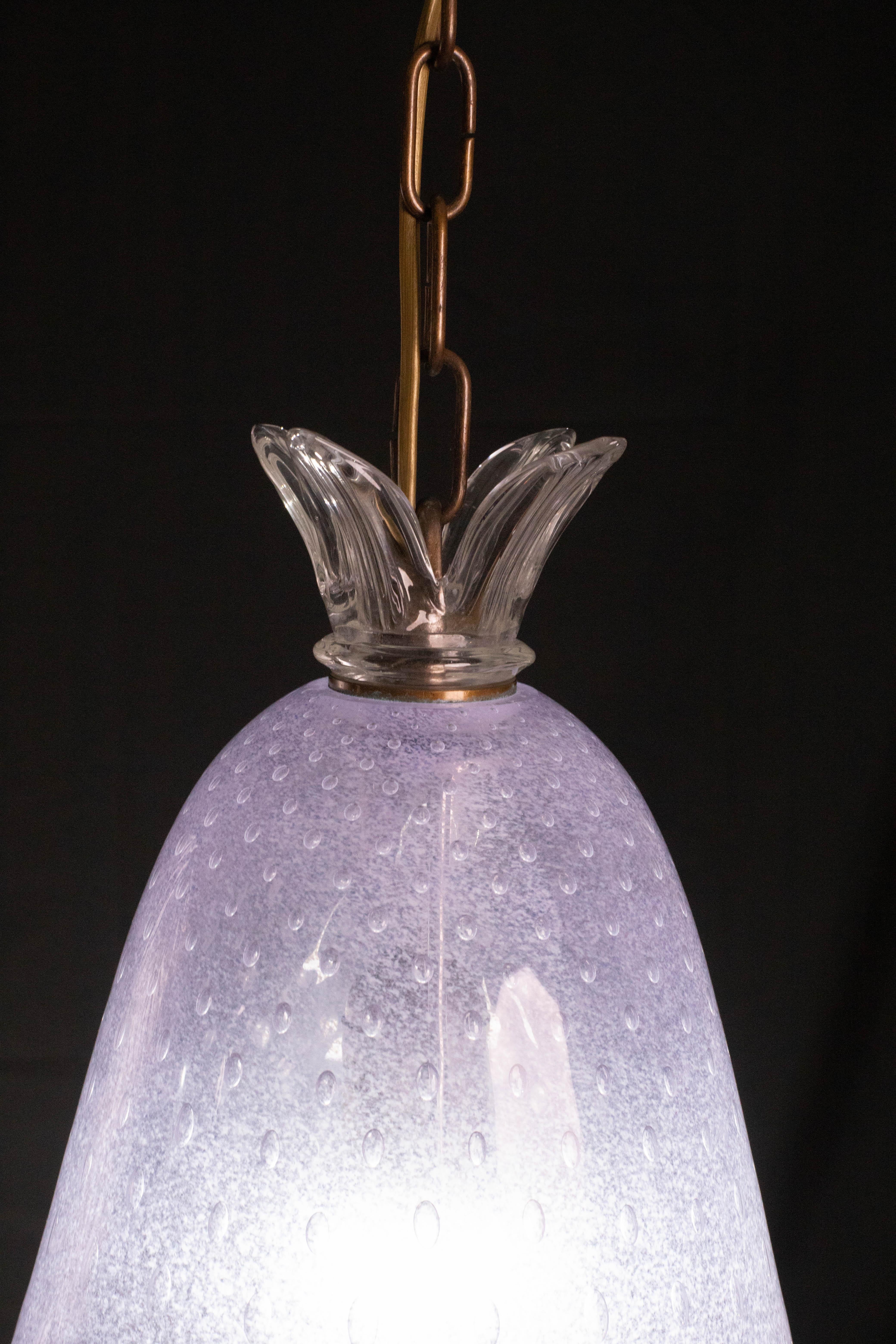 Elegant Barovier e Toso Lantern in Bubble Glass with a Rostrato glass element For Sale 2