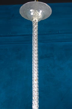 Elegant Barovier Hand Blown Glass Pendant Lantern, 1940s