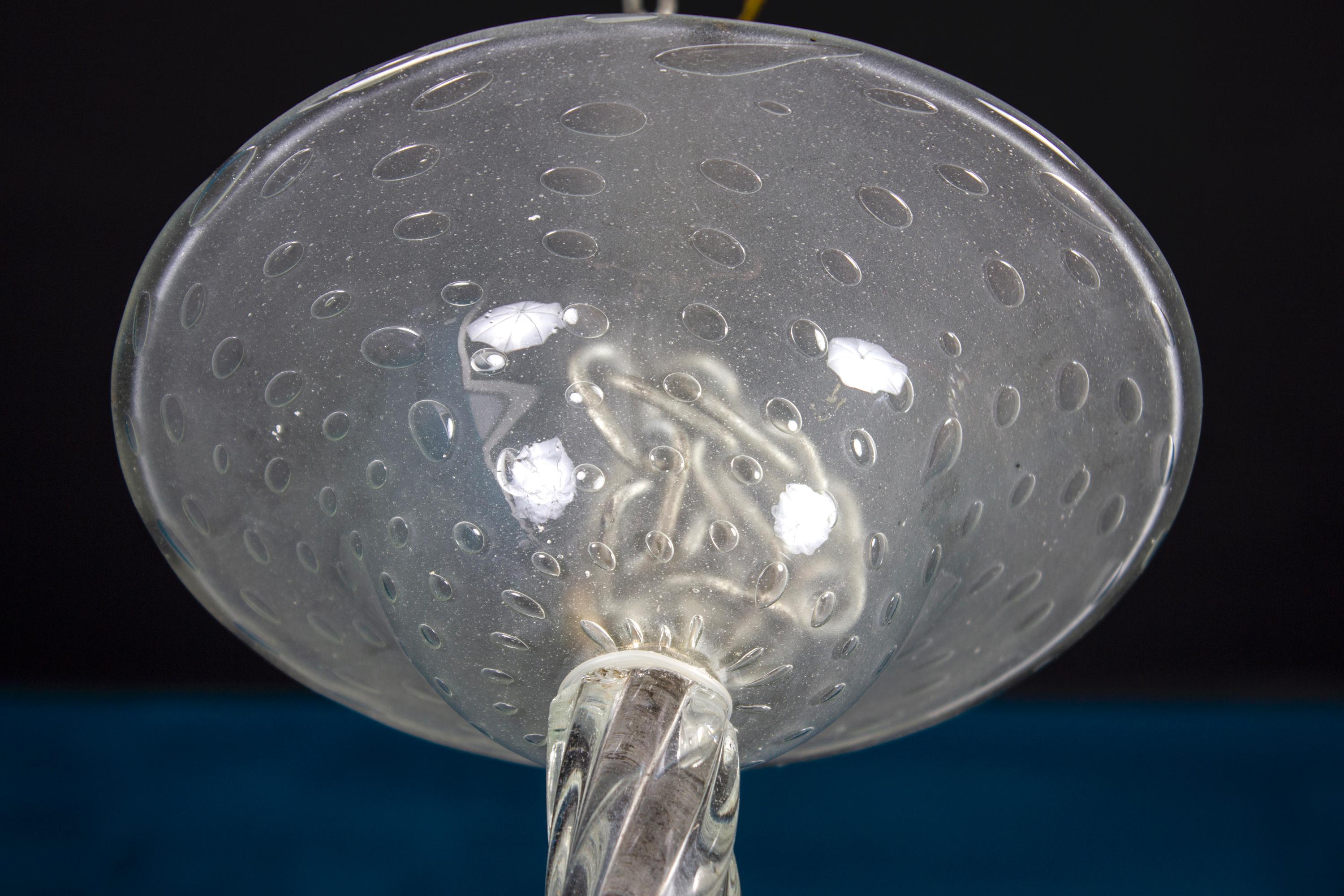 Elegant Barovier Hand Blown Glass Pendant Lantern, 1940s For Sale 1