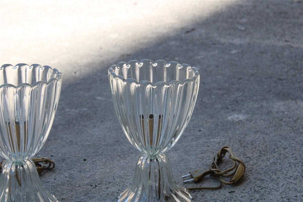 Italian Elegant Barovier Mid-century table lamp Murano Art Glass Made in Italy 1950s For Sale