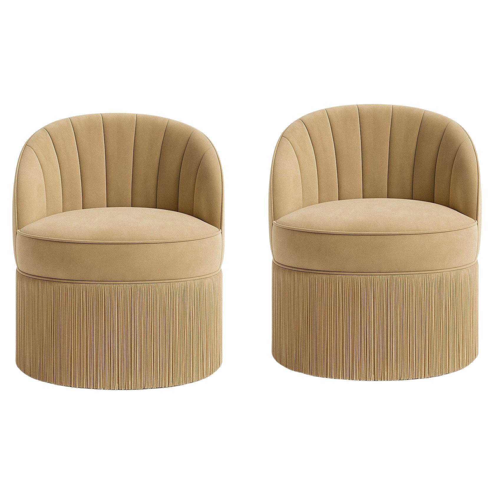 Elegant Barrel Accent Chair with Fringe Skirt & Optional Swivel Base