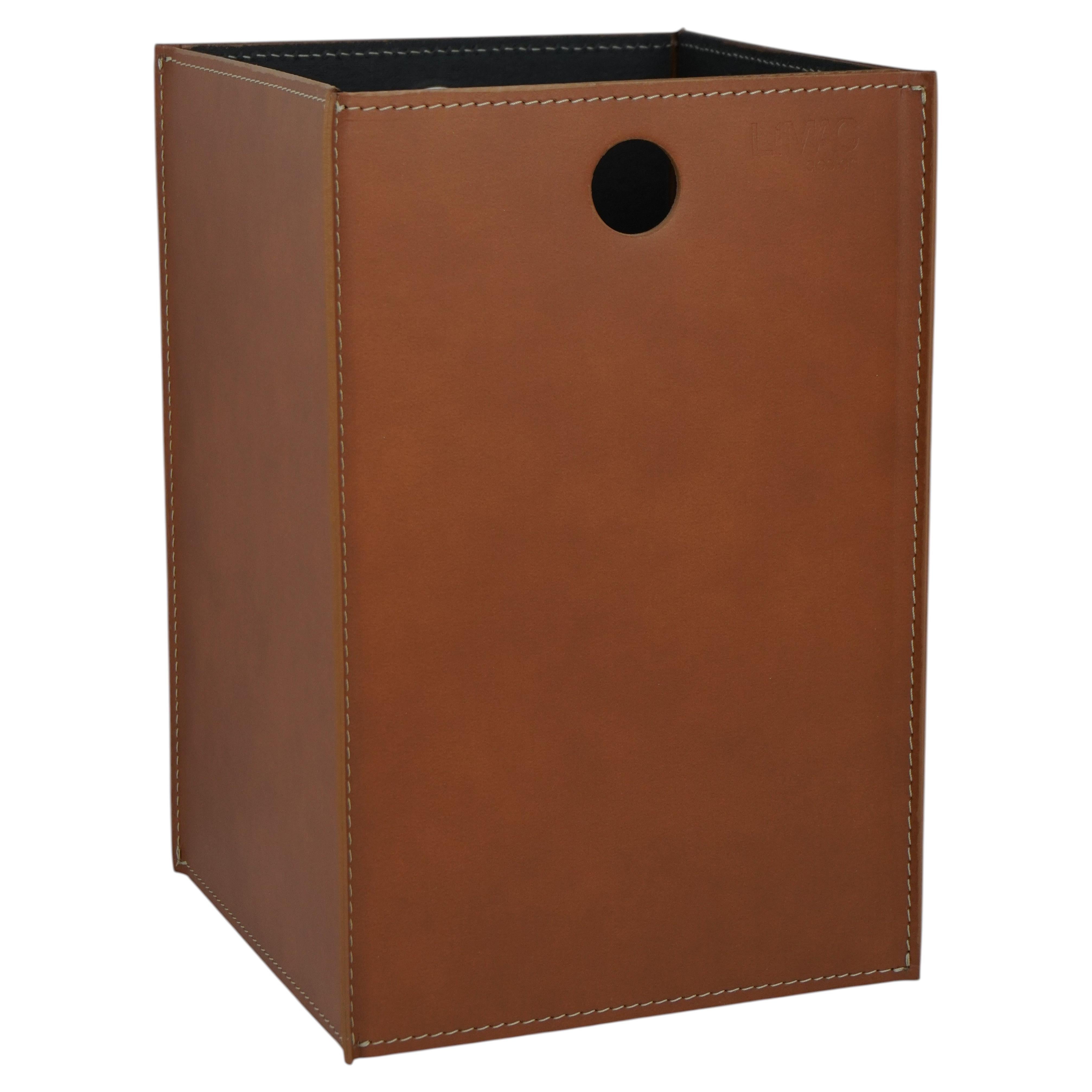 Elegant Regenerated Leather Waste Basket TEODORO by Limac Design