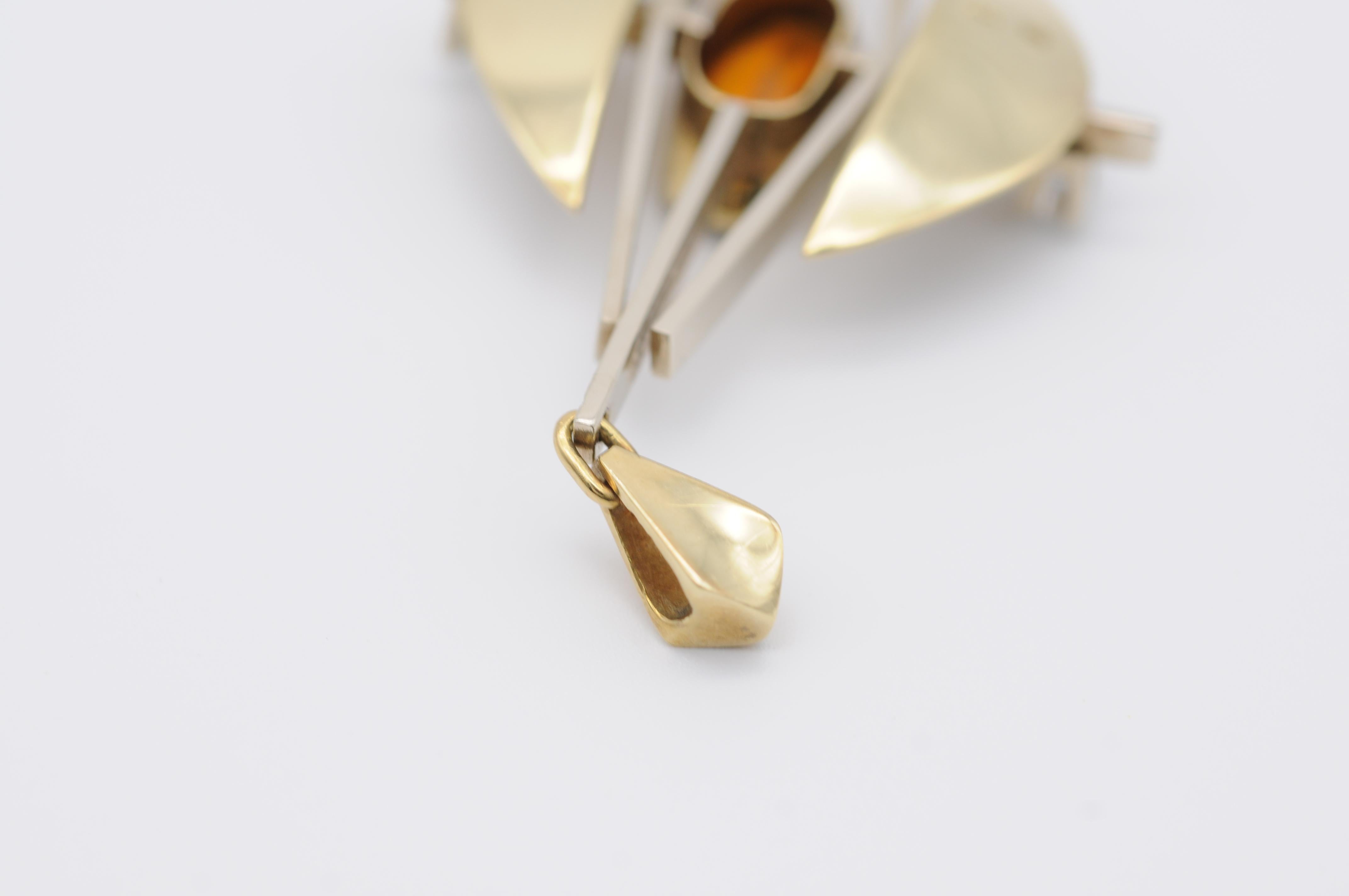 Eleganter Bauhaus-Anhänger, Bicolor 14k Gold, Citrin 7