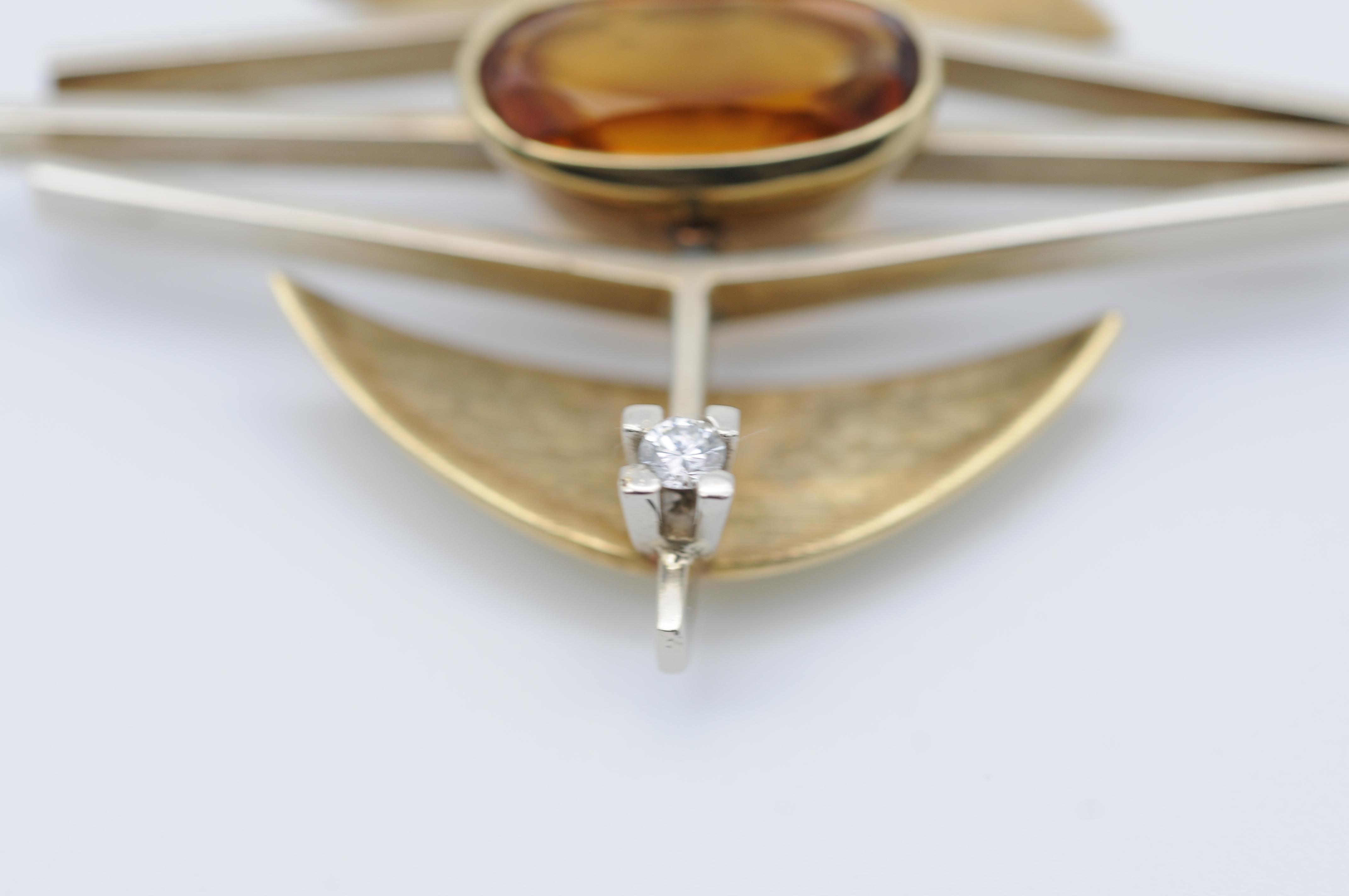 Eleganter Bauhaus-Anhänger, Bicolor 14k Gold, Citrin 9