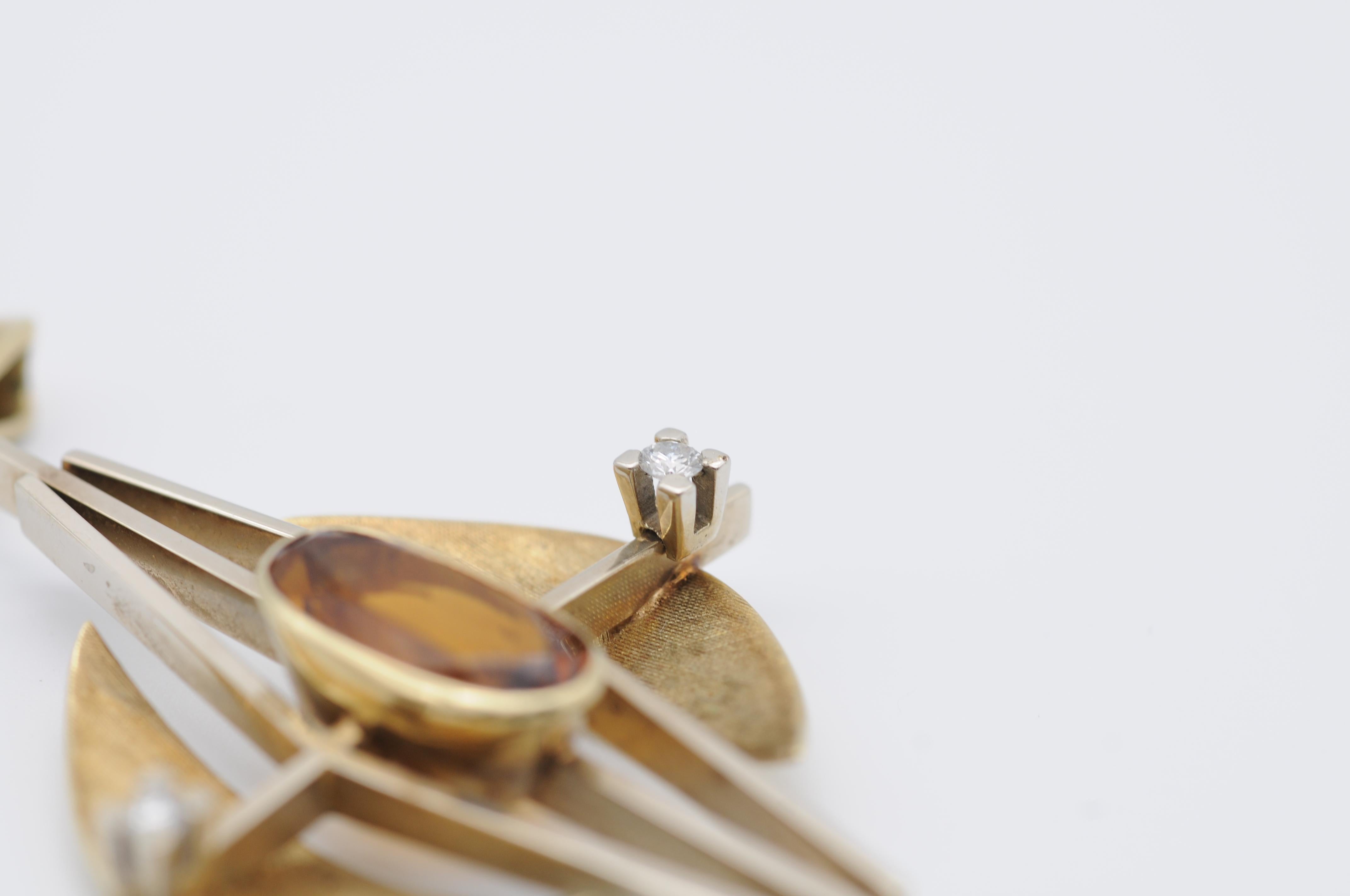 Eleganter Bauhaus-Anhänger, Bicolor 14k Gold, Citrin 1