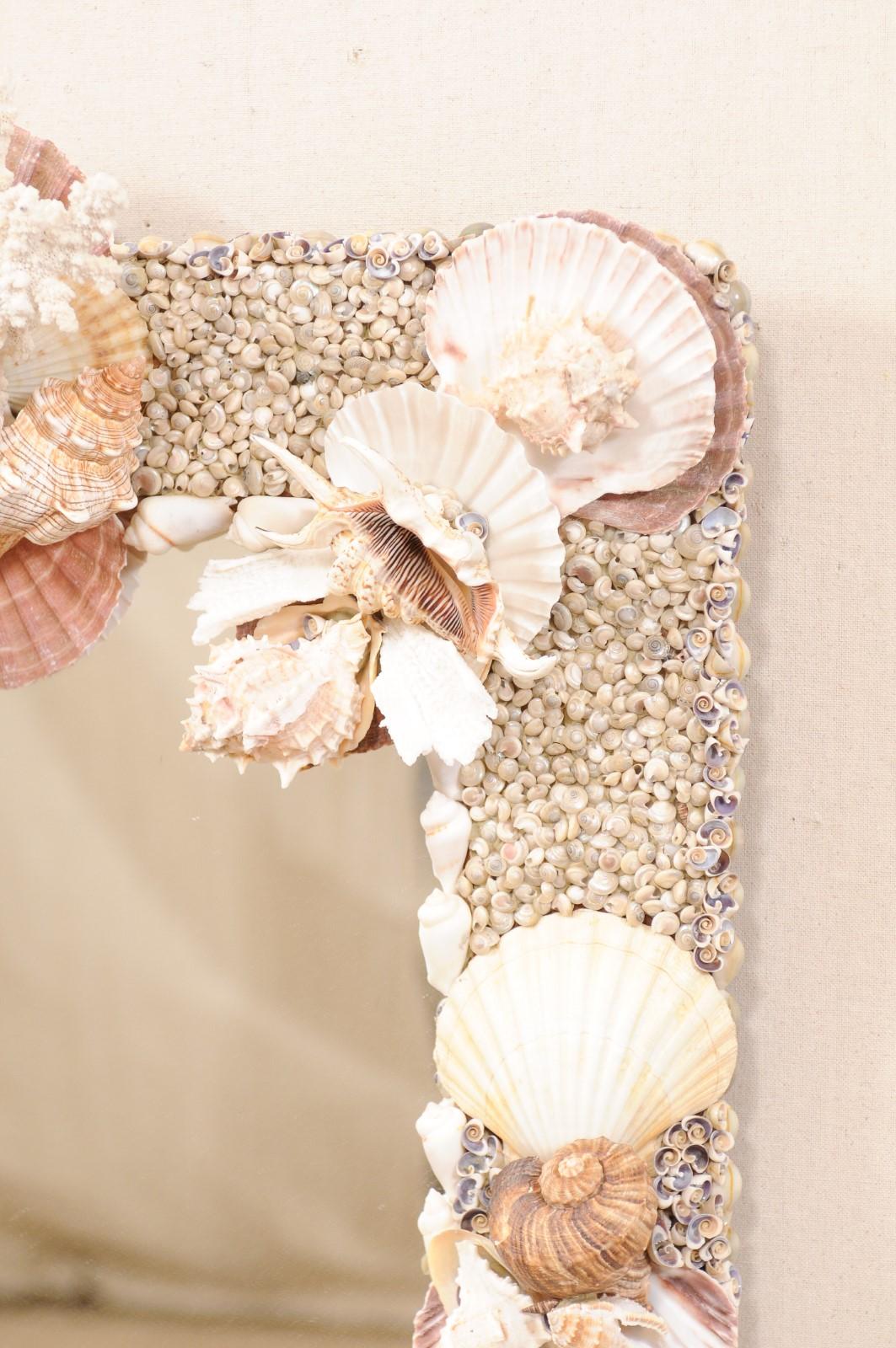 Hand-Crafted Elegant Beach-Themed Sea Shell and Coral Wall Mirror
