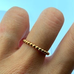 Elegant beaded ball plain wedding ring ban 18k yellow gold