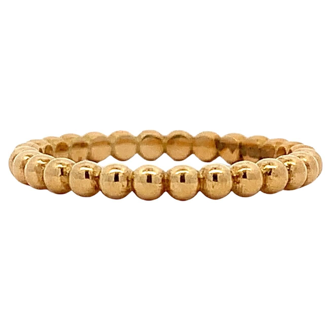 Eleganza della fede nuziale semplice con sfere di perline in oro giallo 18k
