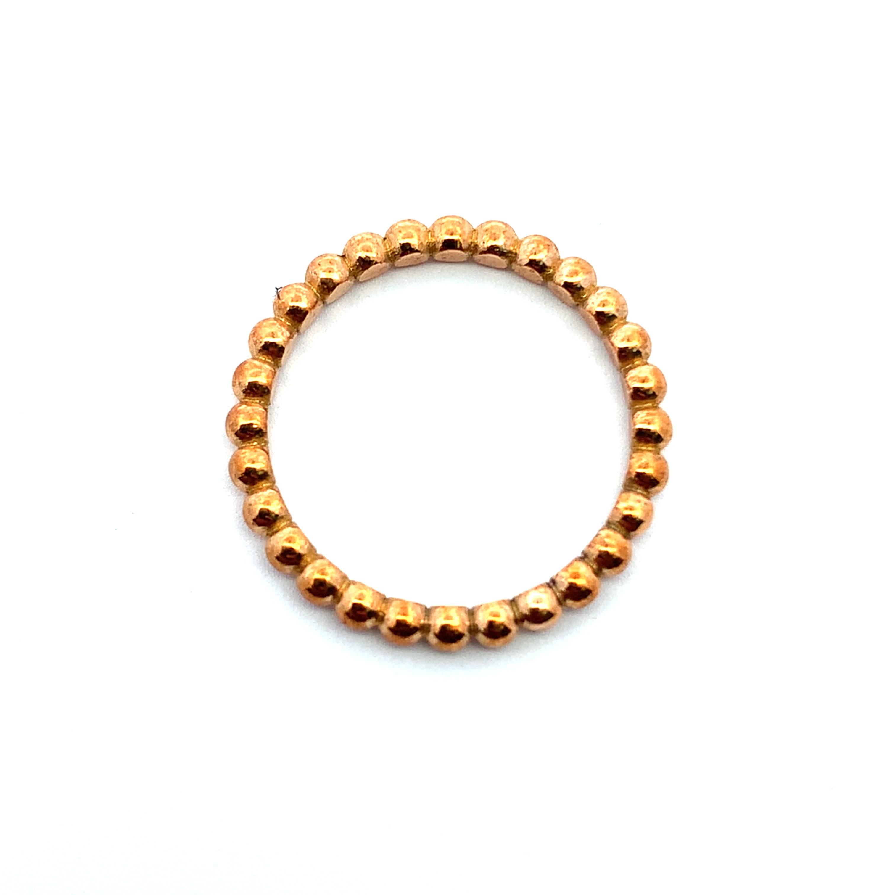 Elegante Perlen Kugel stapelbar Ehering Band 18k Roségold im Angebot 1