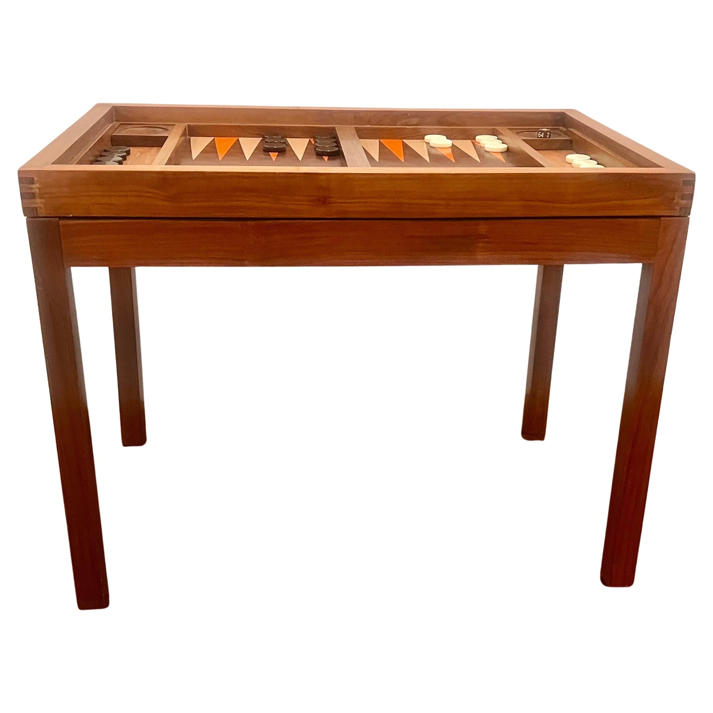 Elegant Table de Backgammon en noyer avec plateau amovible pour salle à manger en vente 1