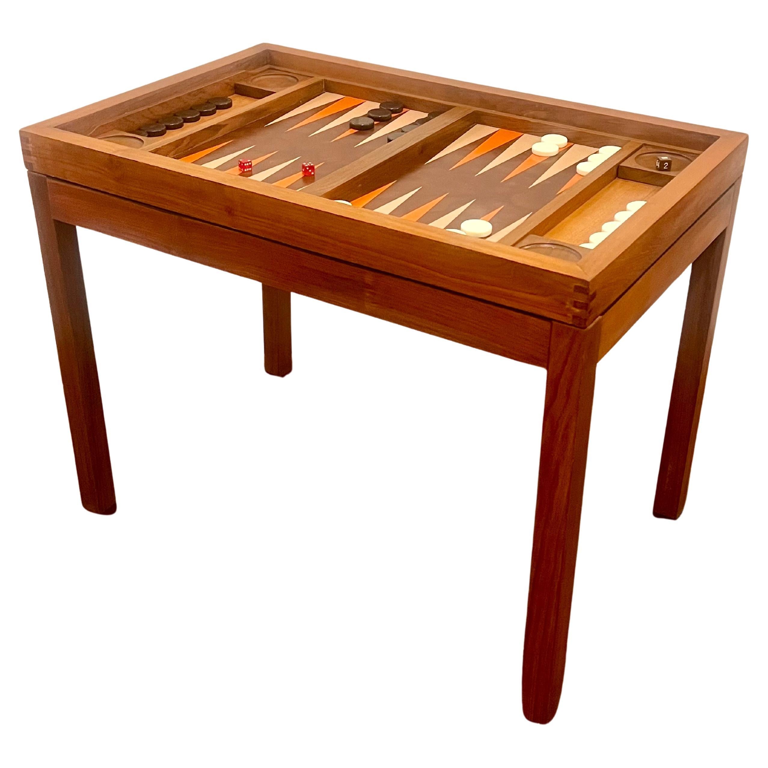 Elegant Beautiful Walnut Backgammon Table with Removable Top For Dining