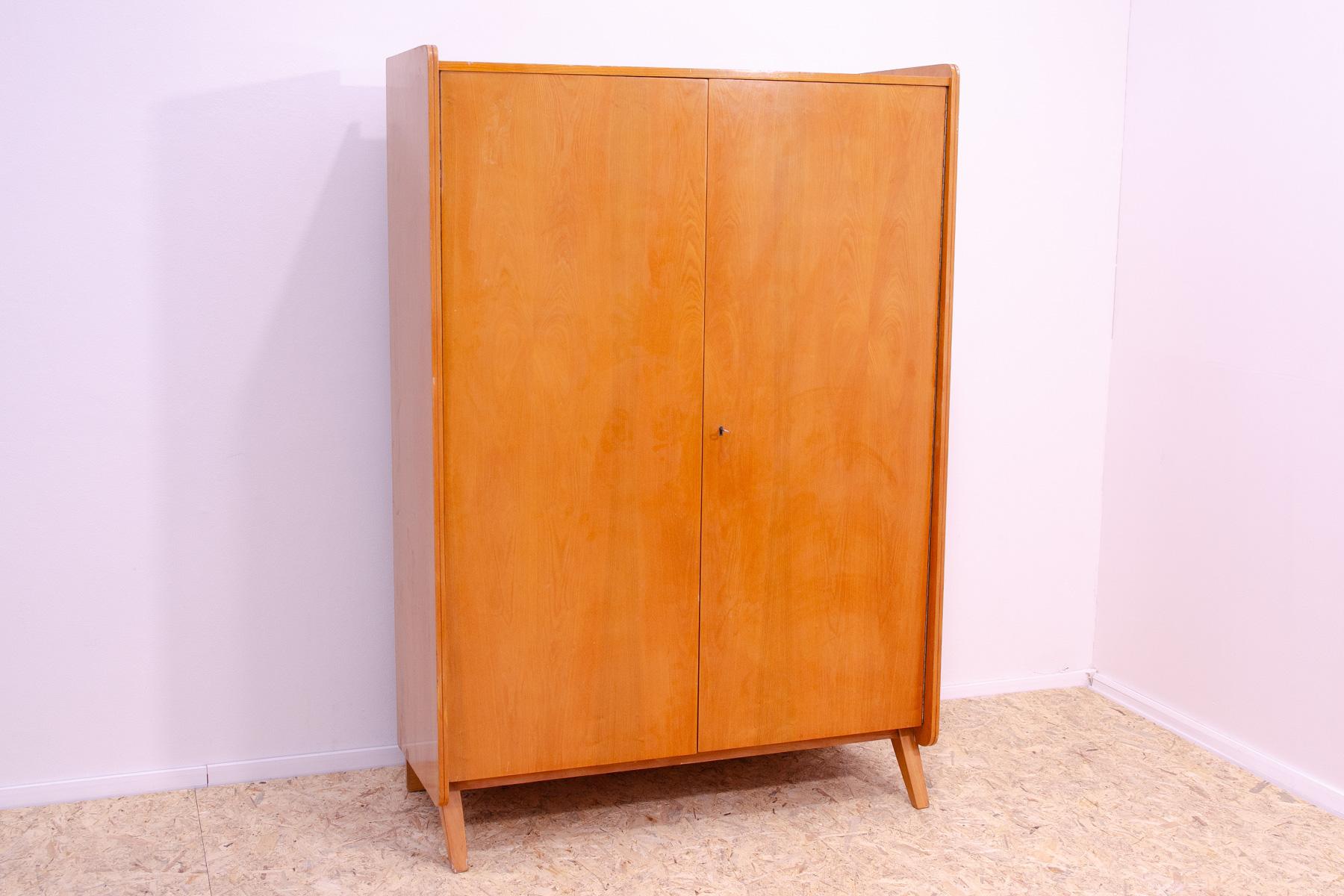 Mid-Century Modern Elegant beechwood wardrobe by František Jirák for Tatra nábytok, 1960´s For Sale