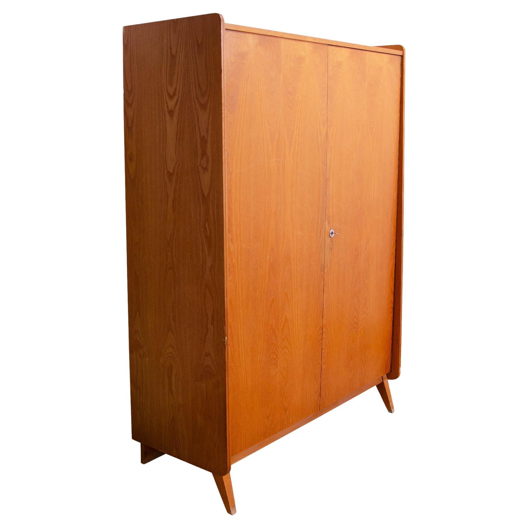 Elegant beechwood wardrobe by František Jirák for Tatra nábytok, 1960´s For Sale