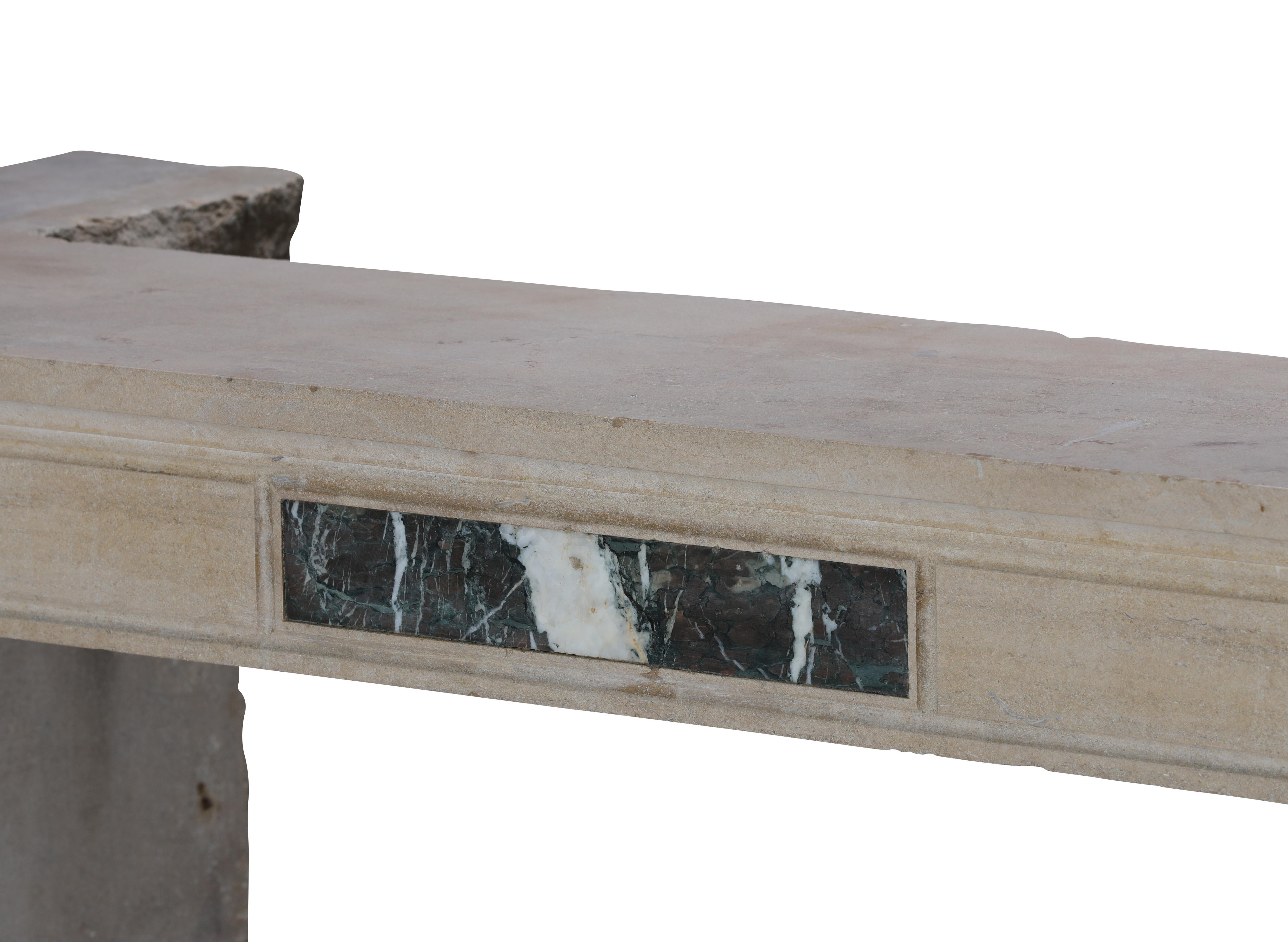 Elegant Beige Stone Fireplace Surround for Modern, Classic - Contemporary Design For Sale 3