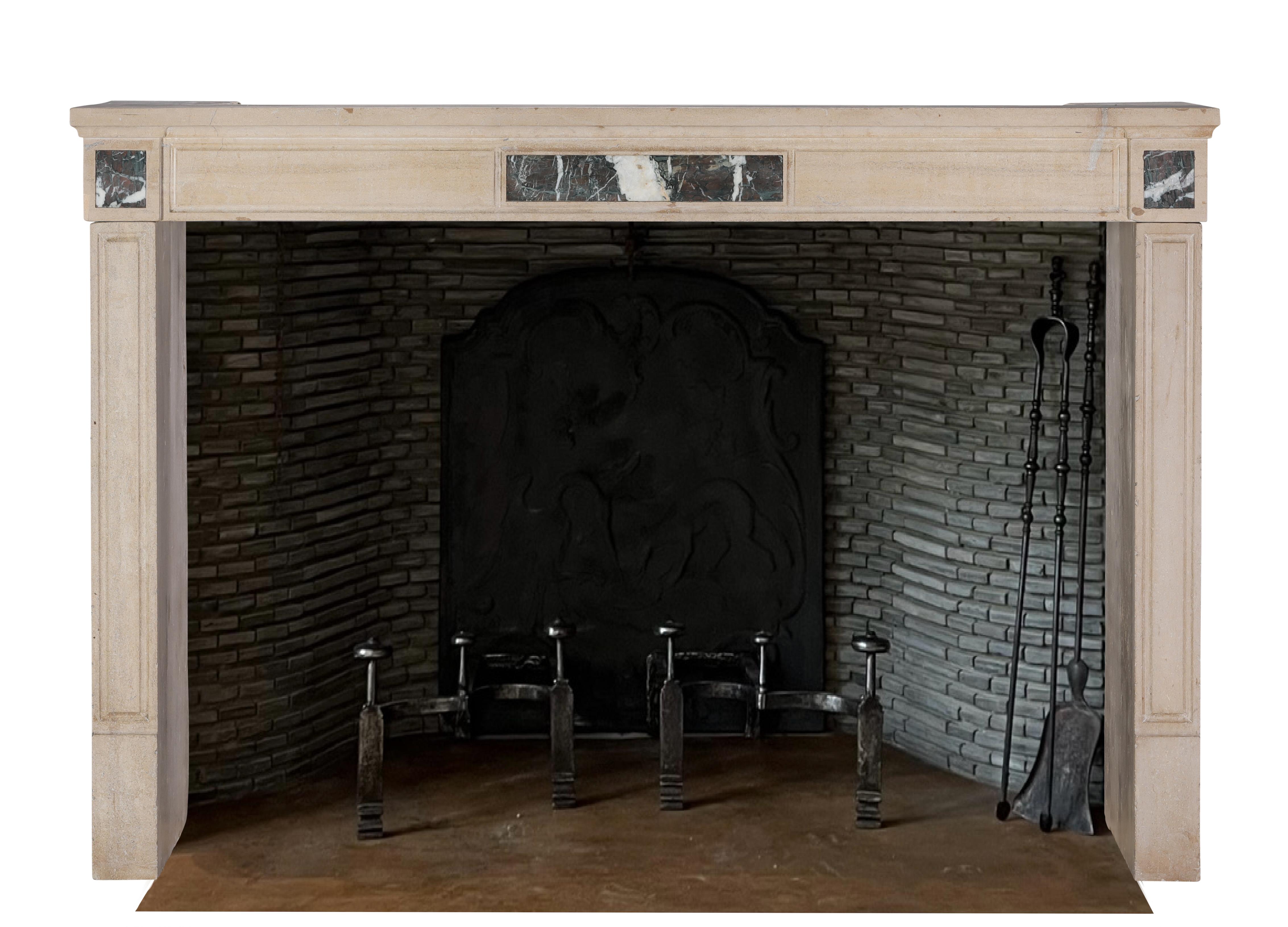 Elegant Beige Stone Fireplace Surround for Modern, Classic - Contemporary Design For Sale 4