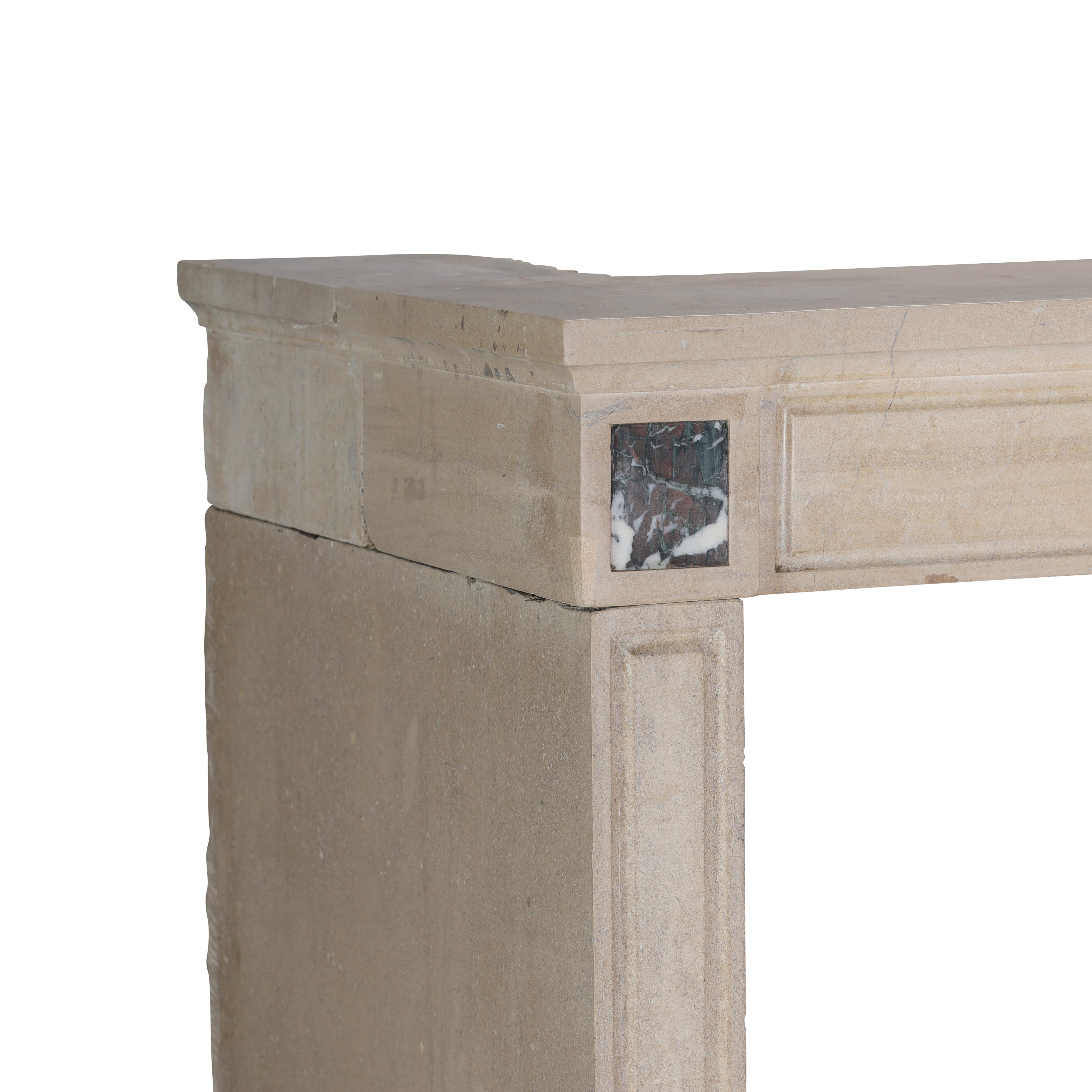 Elegant Beige Stone Fireplace Surround for Modern, Classic - Contemporary Design For Sale 8