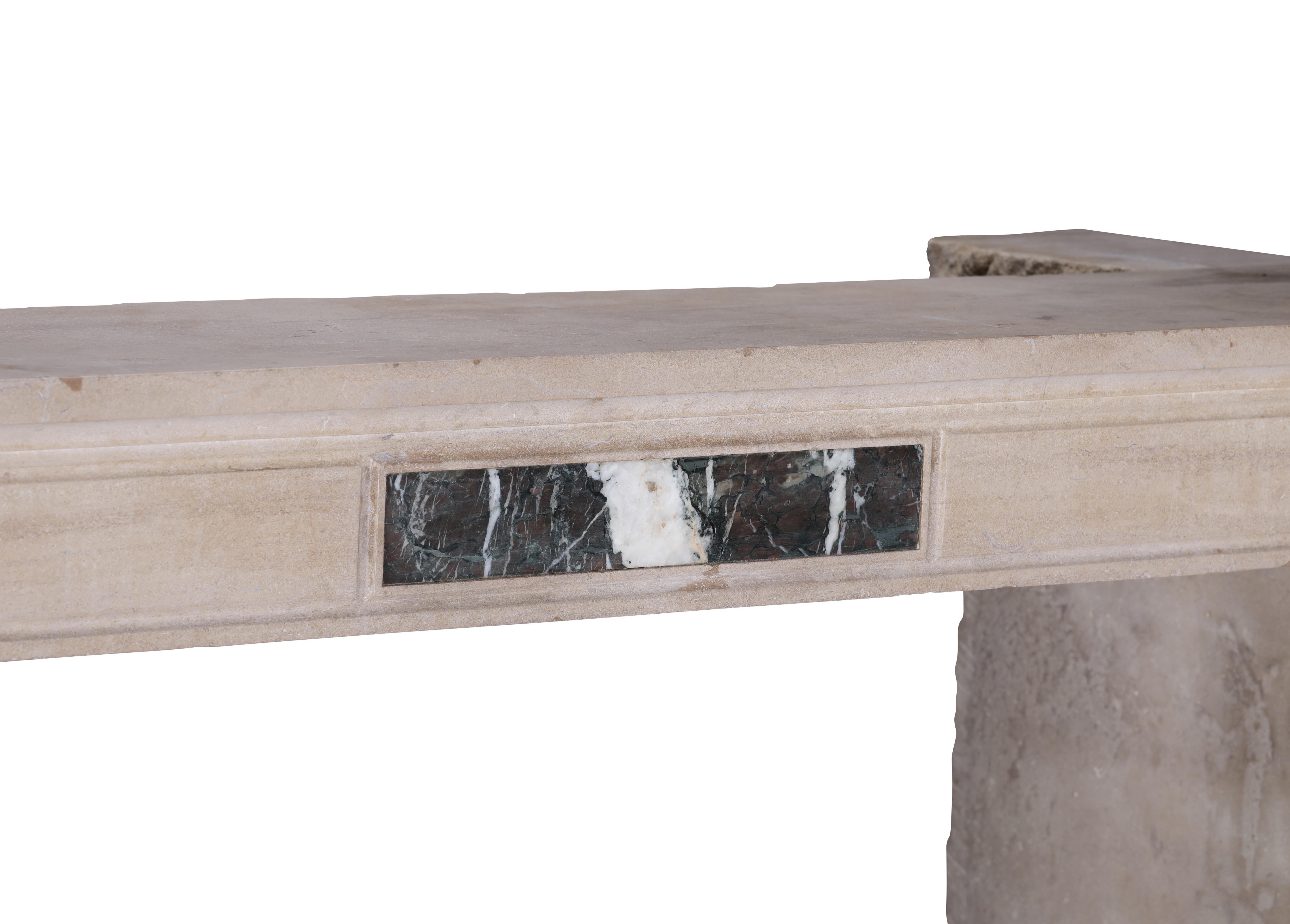 Elegant Beige Stone Fireplace Surround for Modern, Classic - Contemporary Design For Sale 9