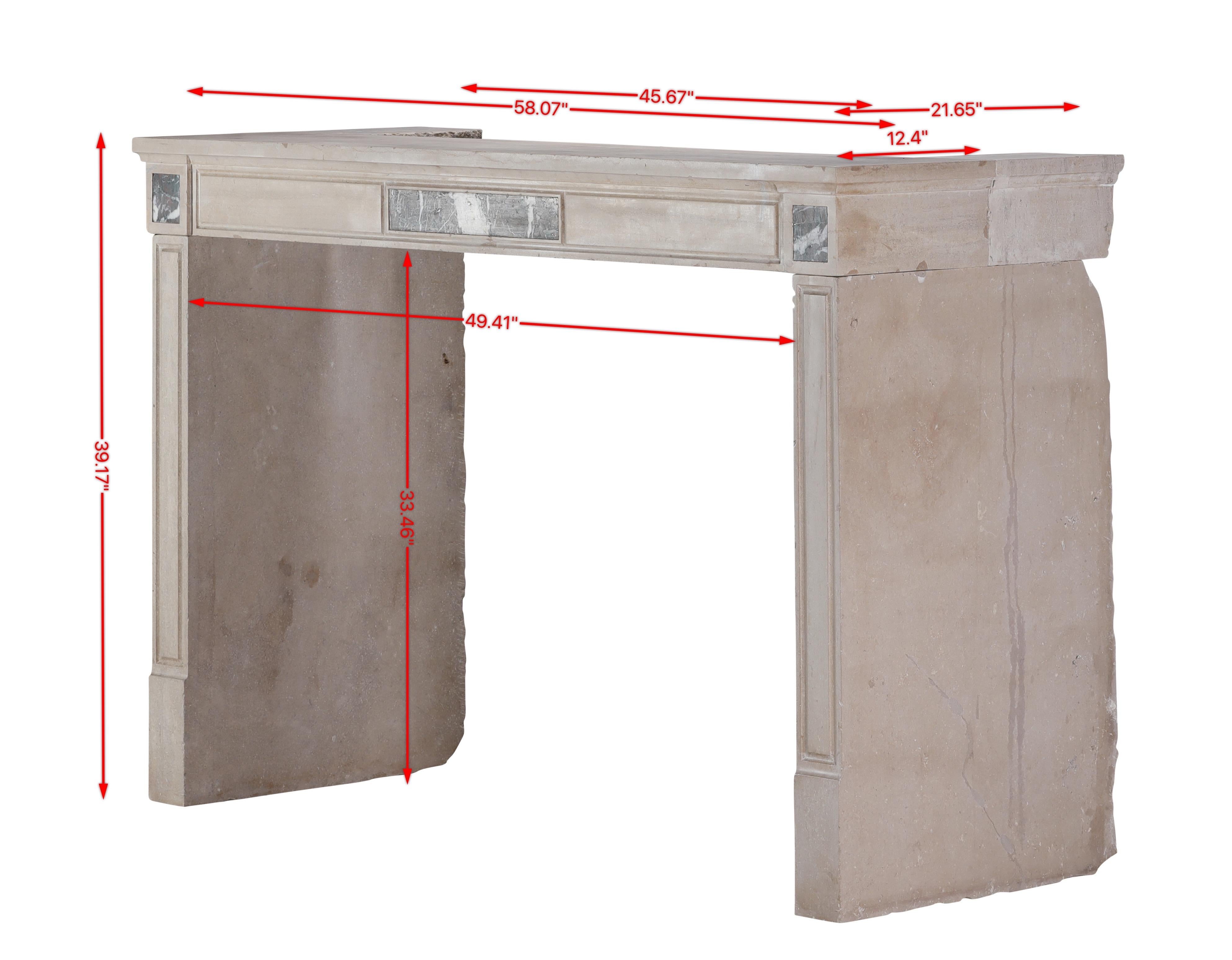 Louis XVI Elegant Beige Stone Fireplace Surround for Modern, Classic - Contemporary Design For Sale