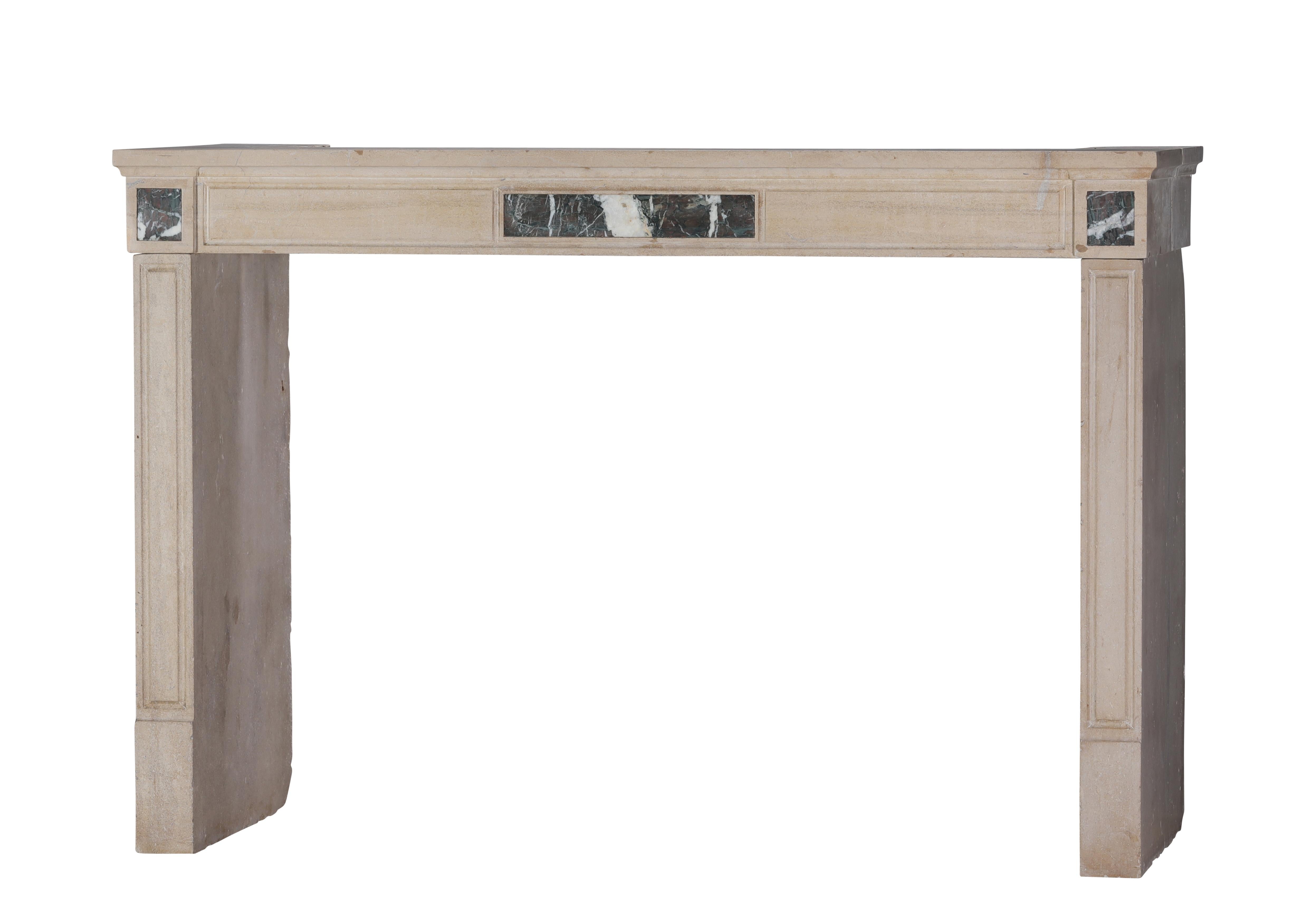 French Elegant Beige Stone Fireplace Surround for Modern, Classic - Contemporary Design For Sale
