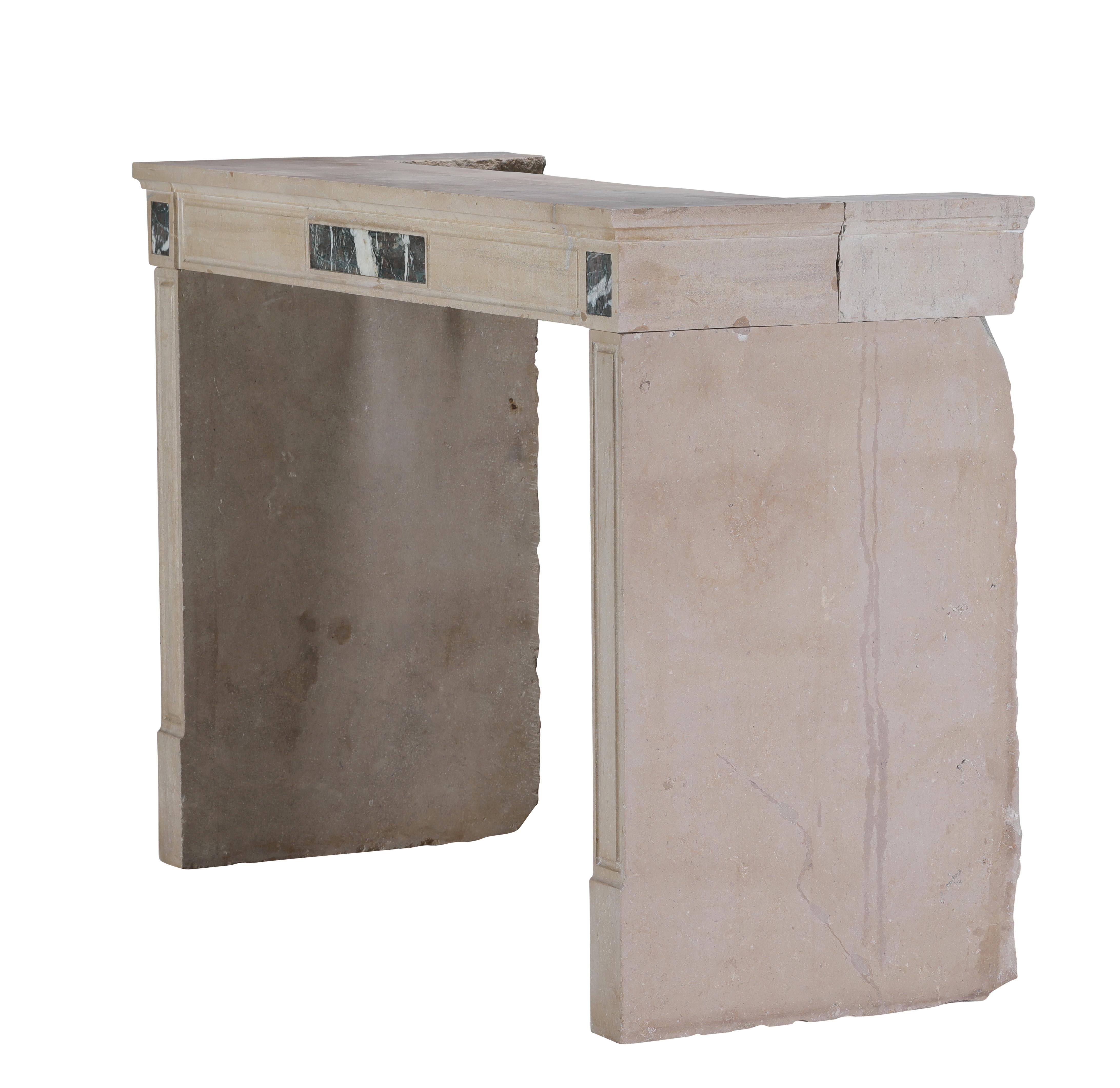 19th Century Elegant Beige Stone Fireplace Surround for Modern, Classic - Contemporary Design For Sale