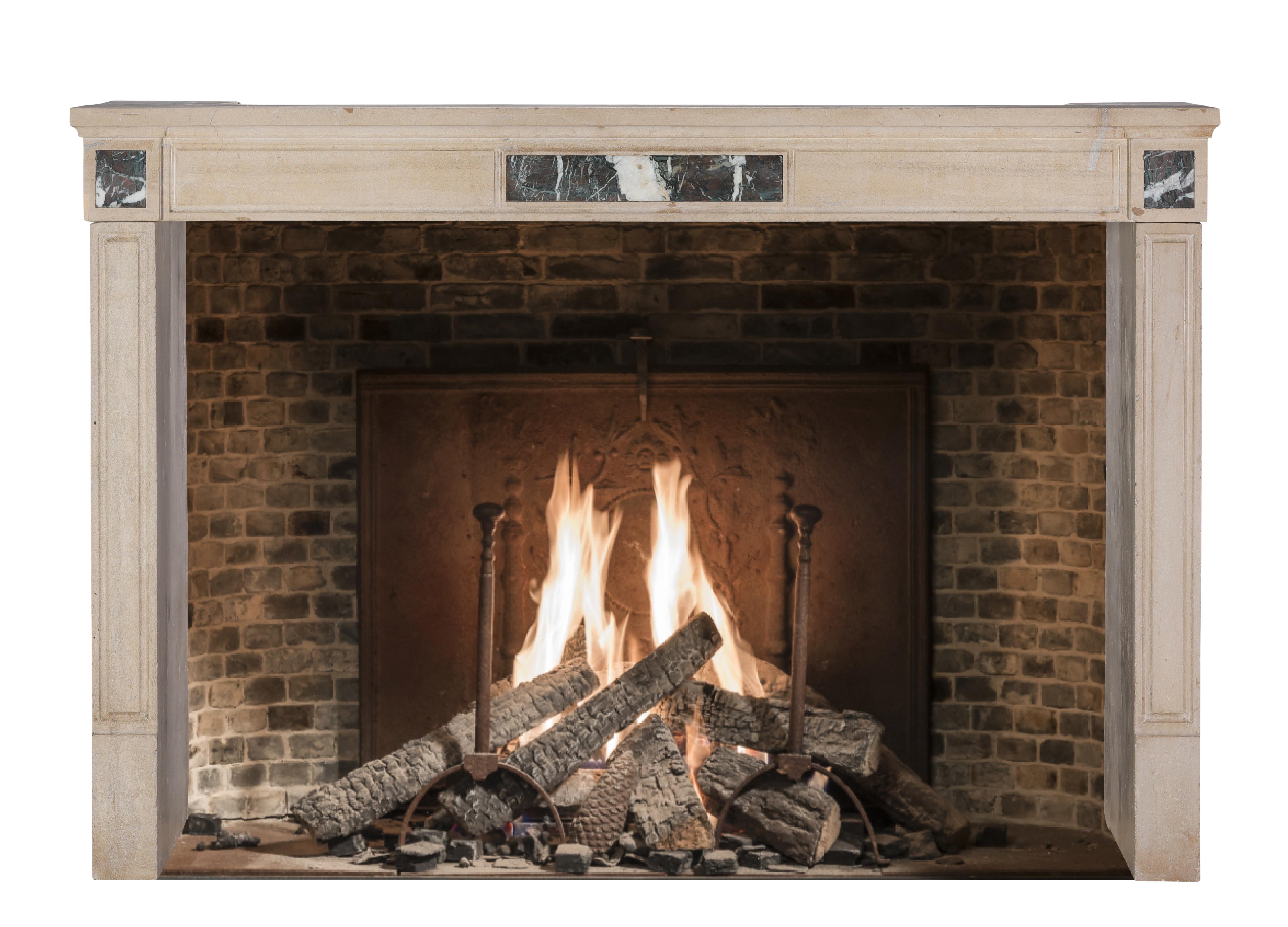 Elegant Beige Stone Fireplace Surround for Modern, Classic - Contemporary Design For Sale 1