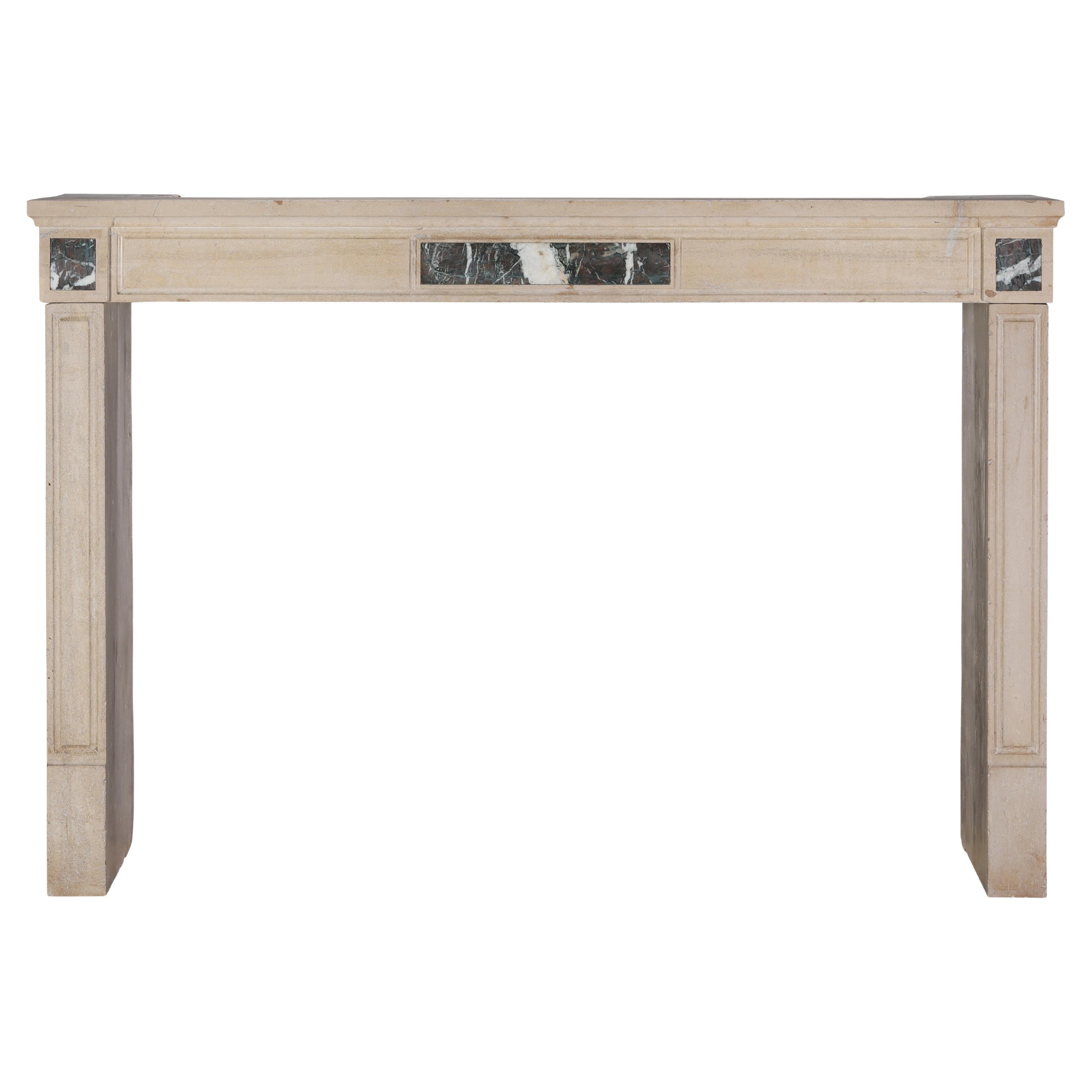 Elegant Beige Stone Fireplace Surround for Modern, Classic - Contemporary Design For Sale