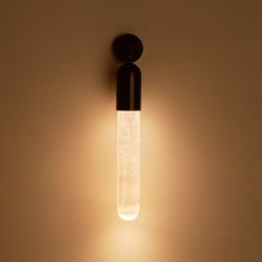 Elegant Bespoke Italian "Selene" wall sconce in bronze and Selenite