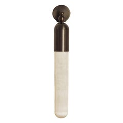 Elegant Bespoke Italian "Selene" wall sconce in bronze and Selenite