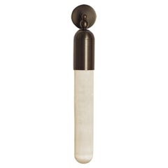 Vintage Elegant Bespoke Italian "Selene" wall sconce in bronze and Selenite