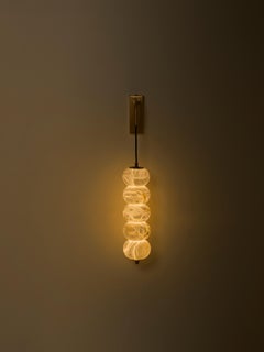 Elegant Bespoke Italian wall sconce "Campanula", alabaster and satin brass