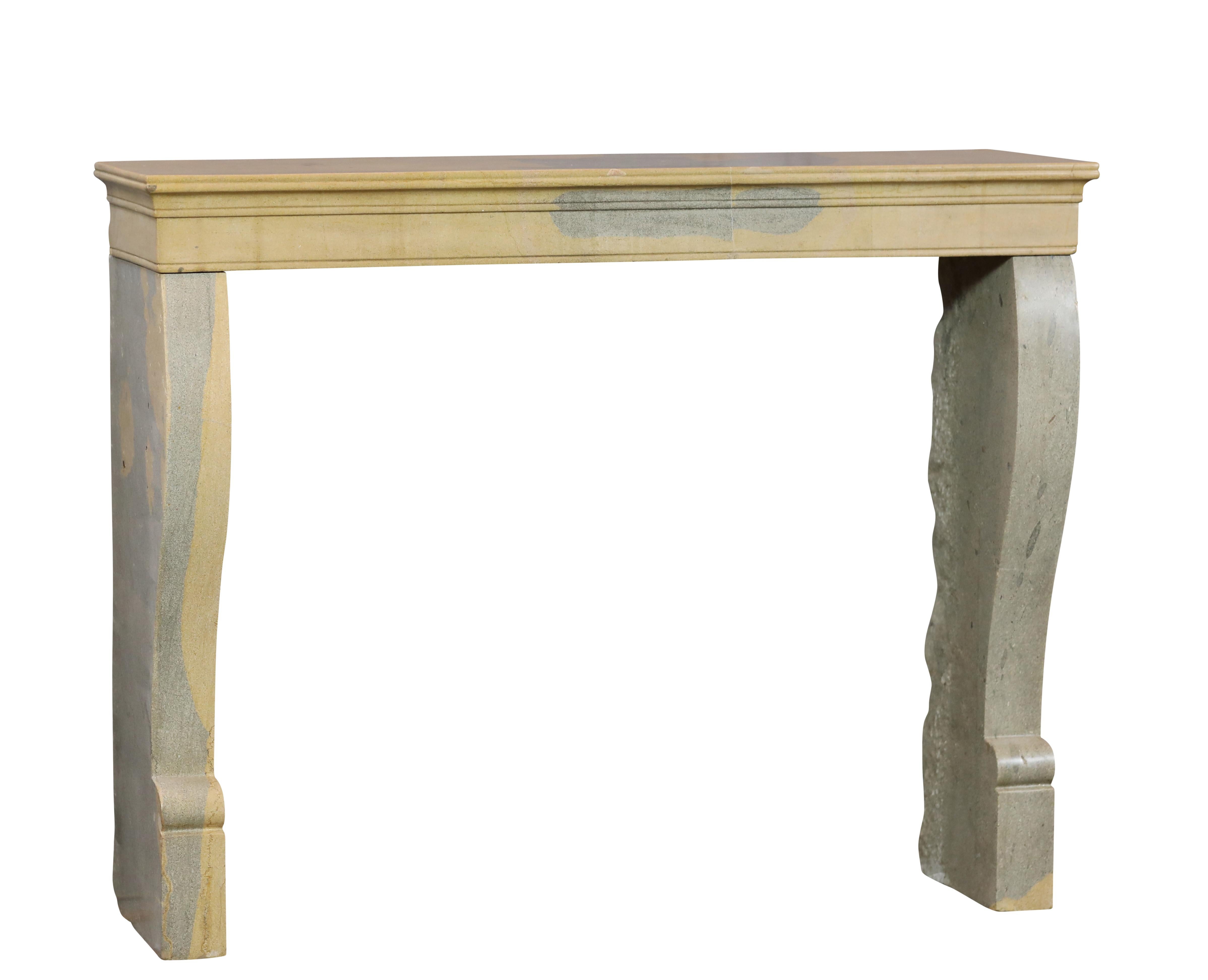 Elegant Bicolor Stone Fireplace Surround For Timeless Interior Design For Sale 3