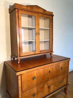 SALE Biedermeier Cherrywood Chest Commode with Vitrine Display, circa 1825