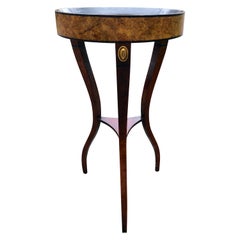 Elegant Biedermeier Style Round Burl Wood Side Table