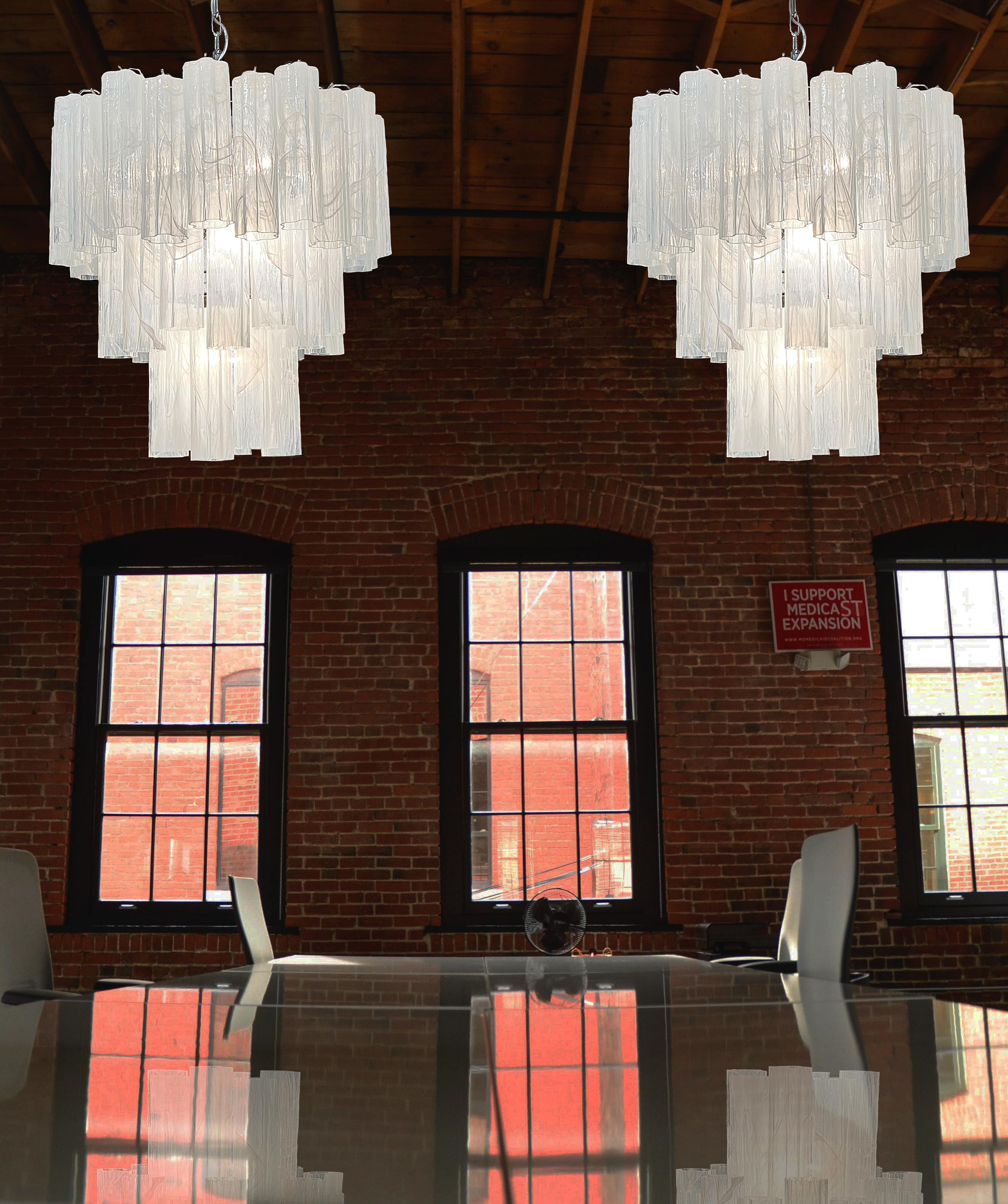 Elegant Big Vintage Murano Glass Tiered Chandelier, 78 Alabaster White ...