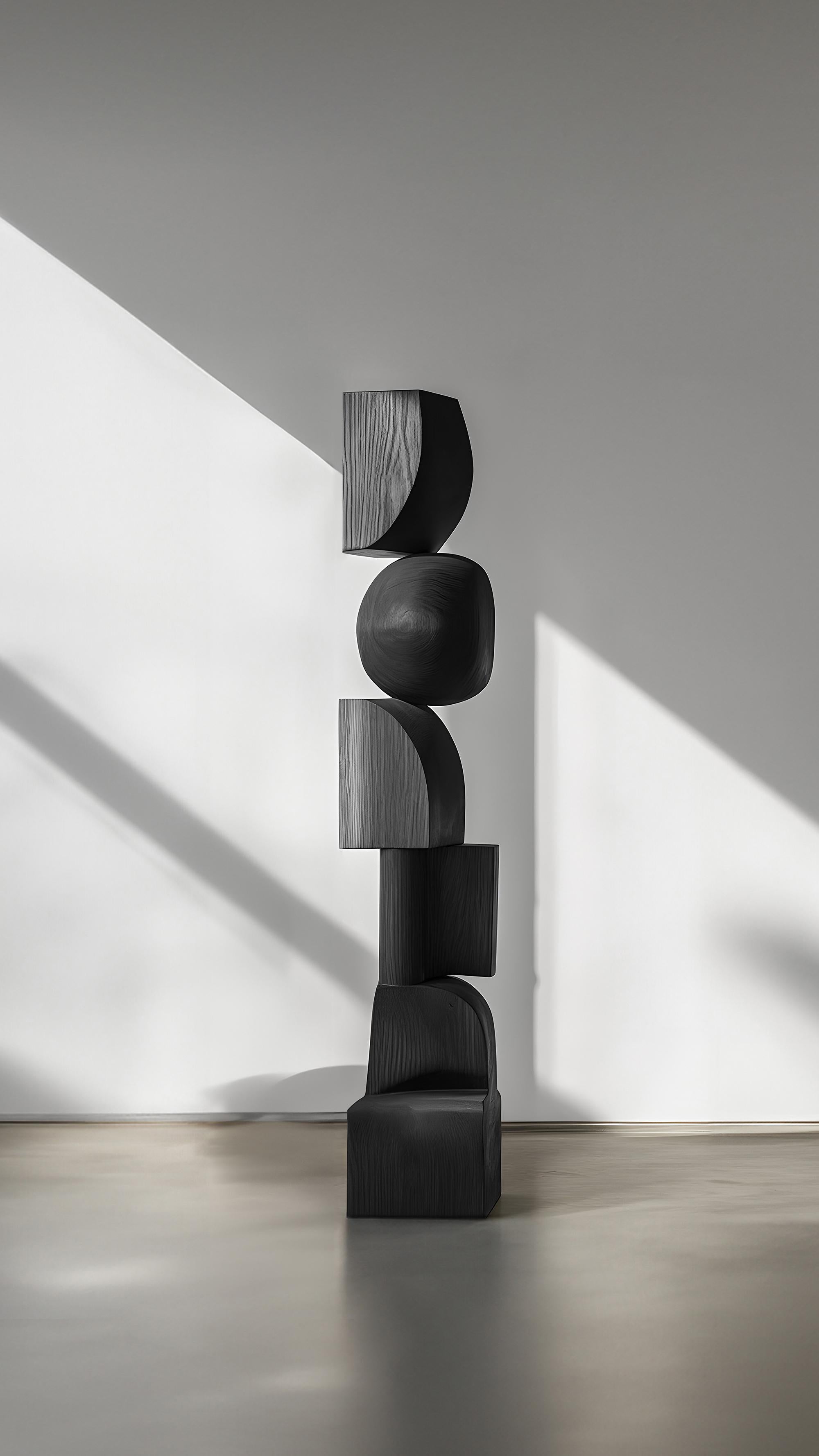 Mexican Elegant Biomorphic Sculpture, Black Solid Wood by Escalona, Still Stand No88 For Sale