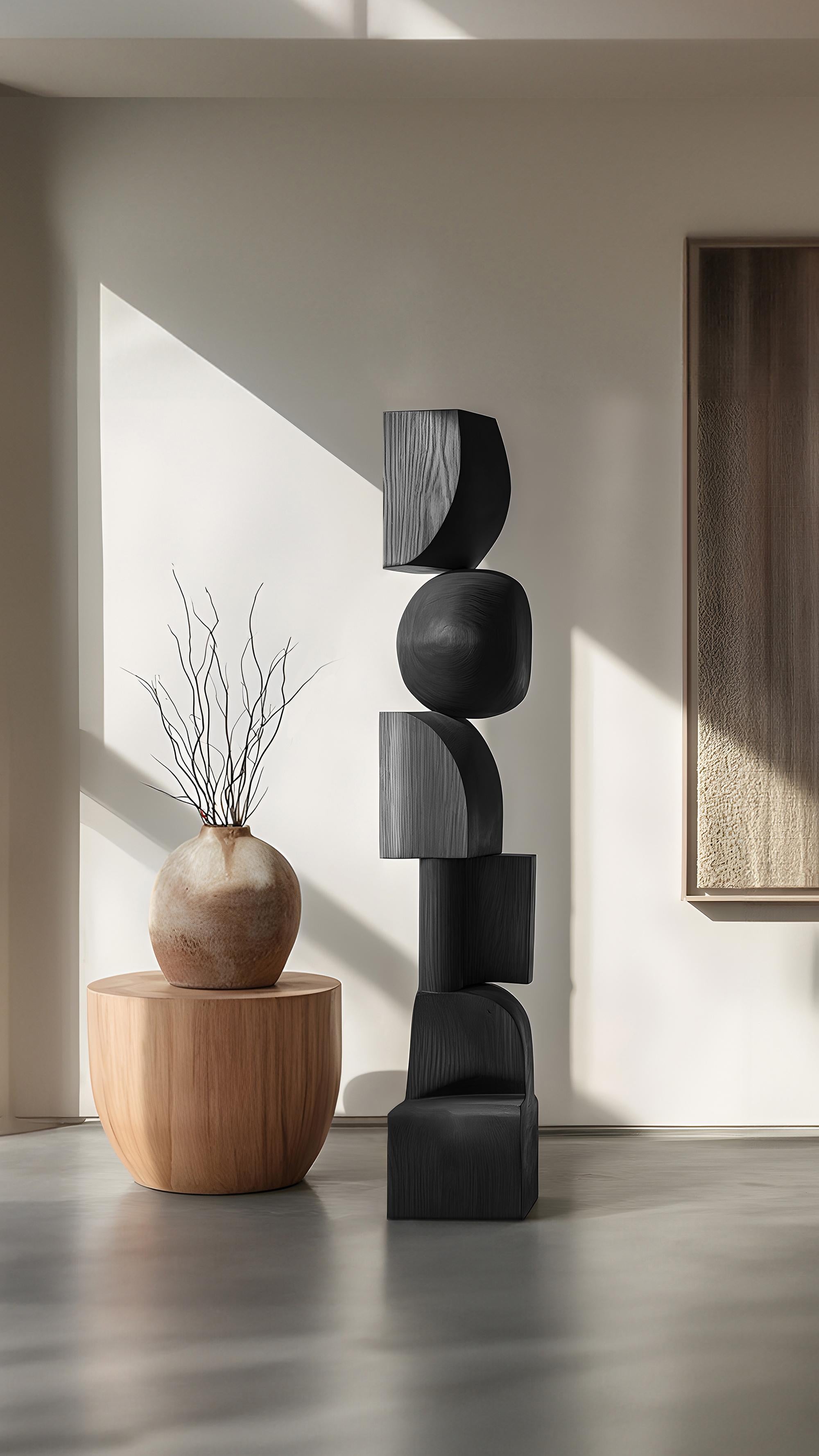 Hand-Crafted Elegant Biomorphic Sculpture, Black Solid Wood by Escalona, Still Stand No88 For Sale
