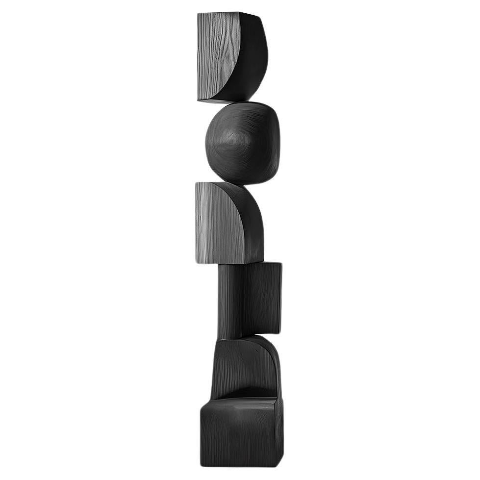 Elegant Biomorphic Sculpture, Black Solid Wood by Escalona, Still Stand No88 For Sale