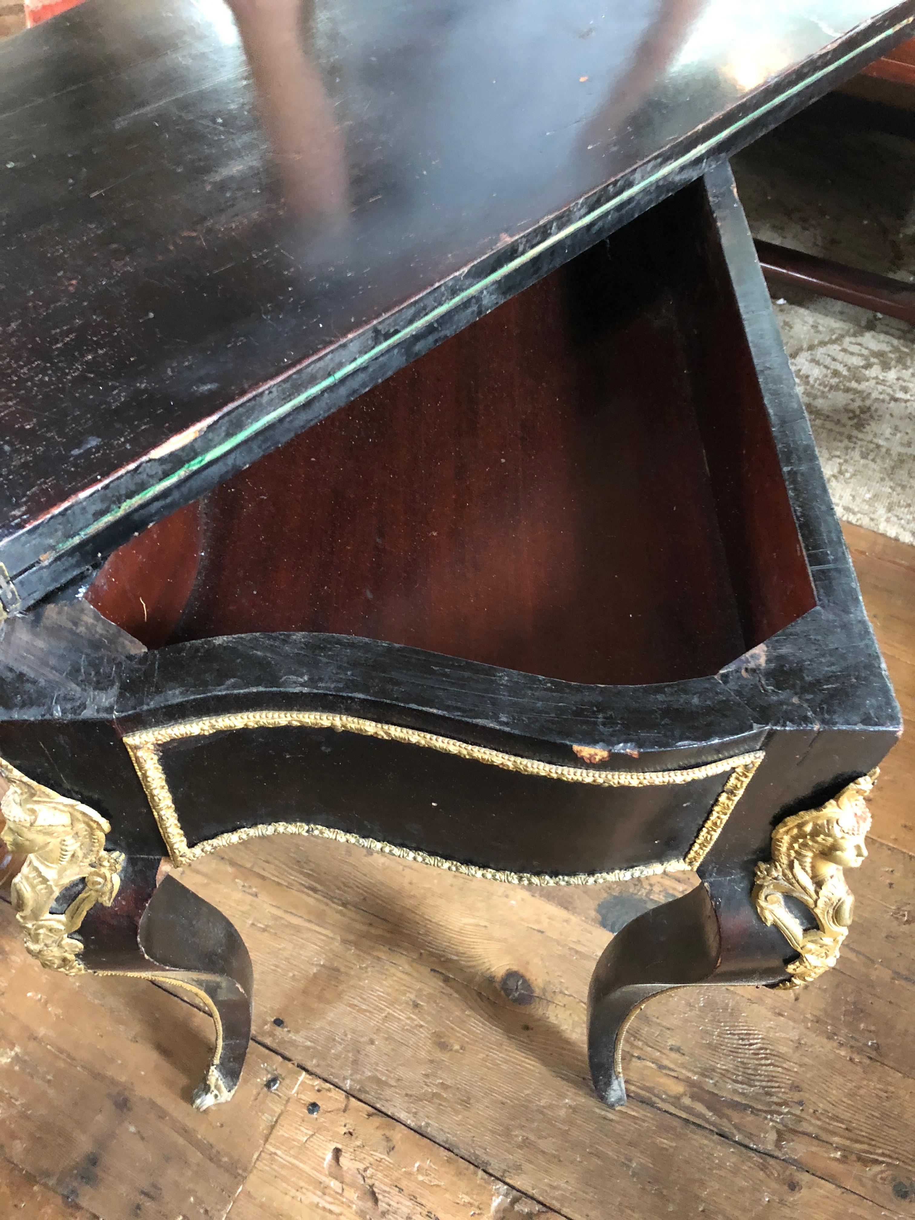 Elegant Black and Gold Louis XVI Style Console Game Table 6