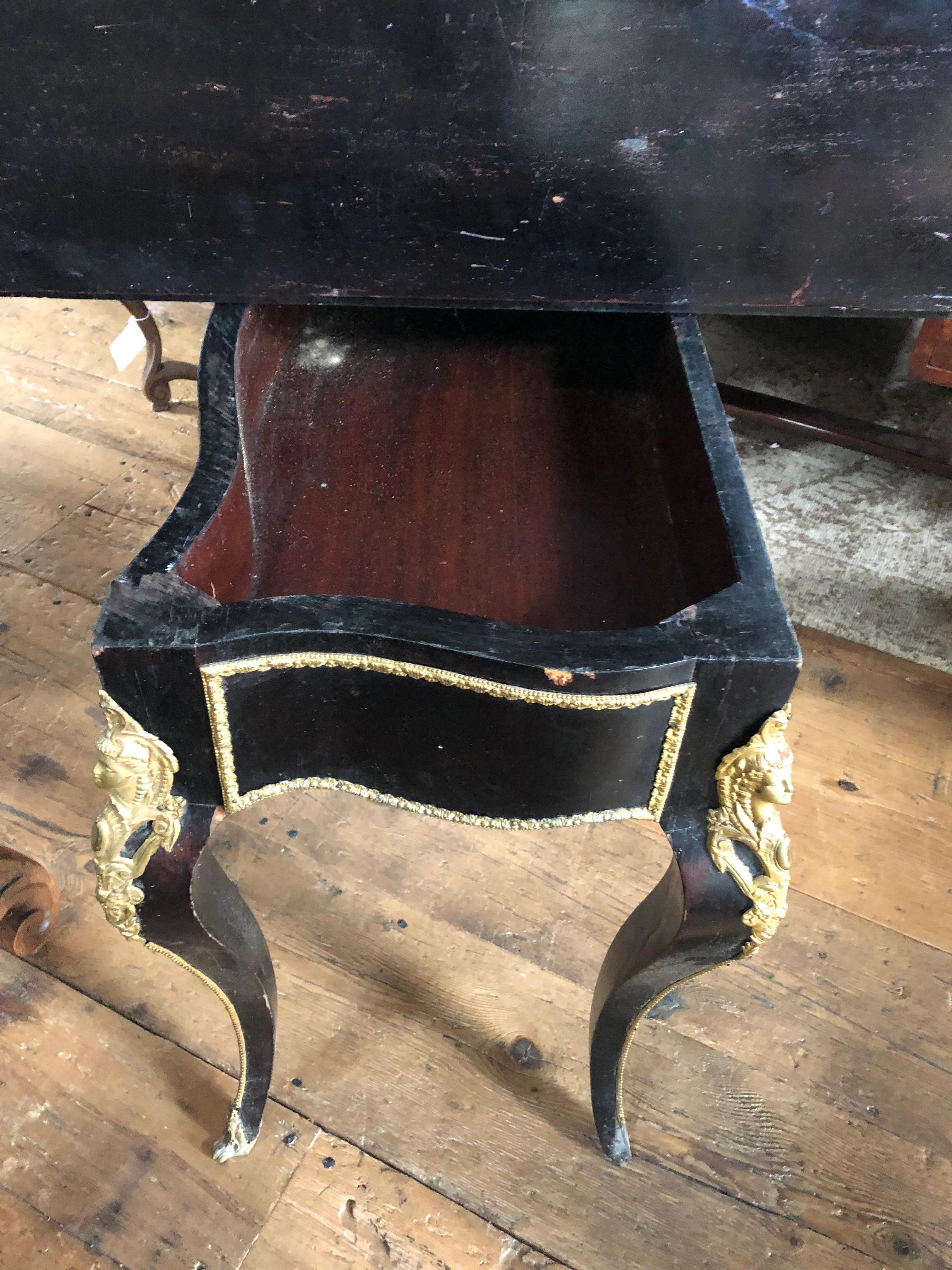 Elegant Black and Gold Louis XVI Style Console Game Table 7