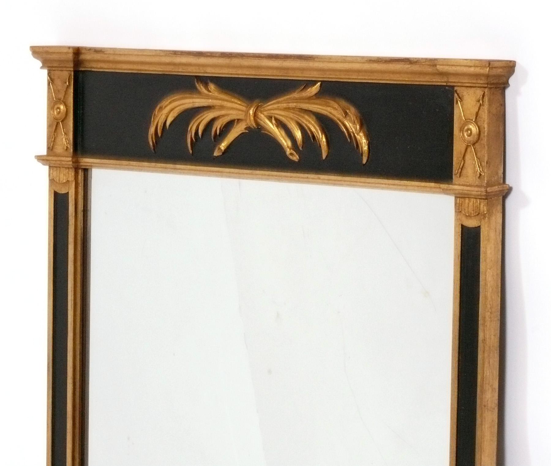 Neo-Regency Elegante specchio nero e oro in vendita