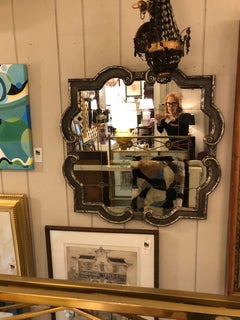 Elegant Black and Silvered Ghosted Aged Mirror