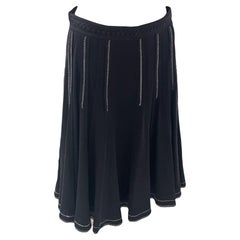 Elegant Black Flared Skirt with Embroidered Detailing by Class Roberto Cavalli