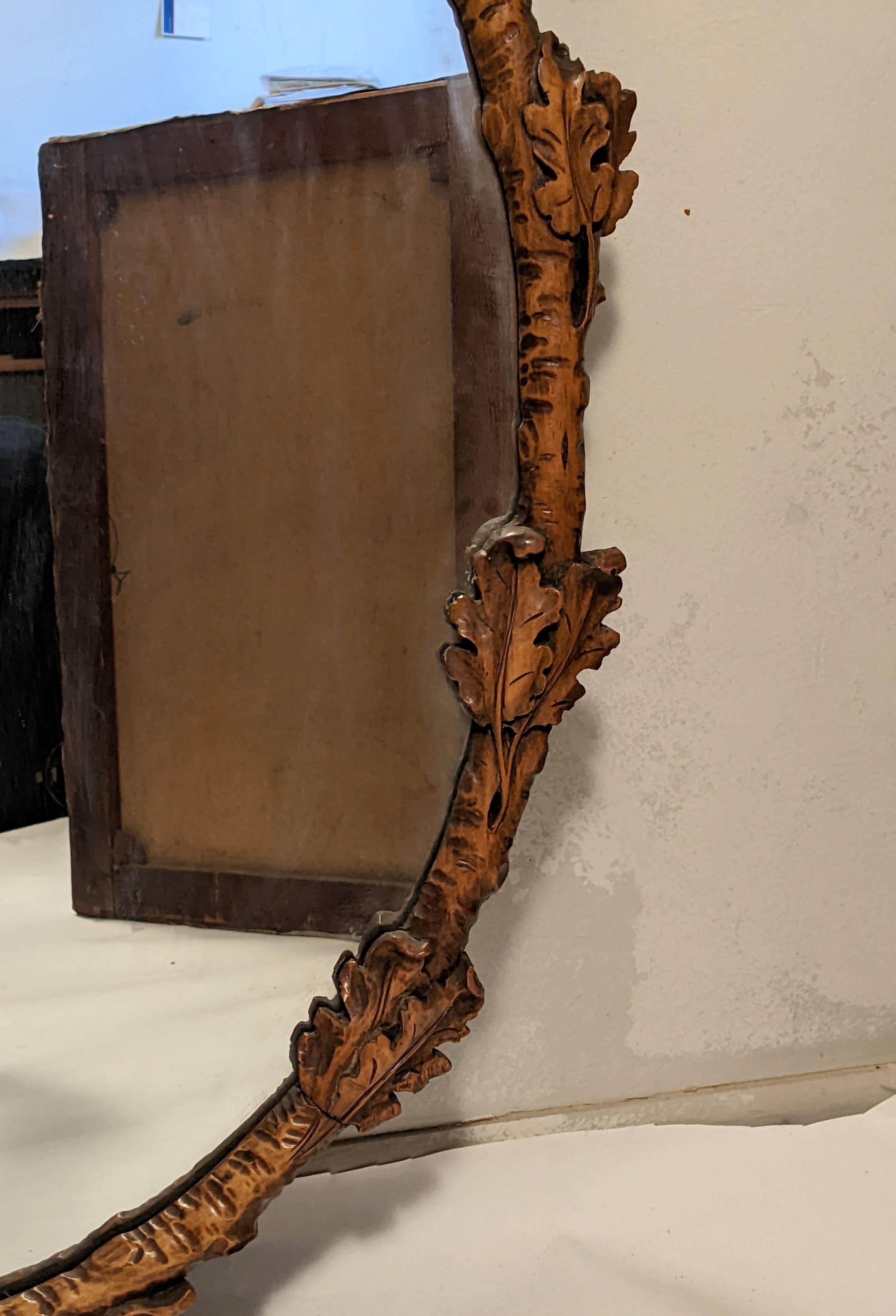 Elegant Black Forest Hand Carved Oak Leaf Mirror 4