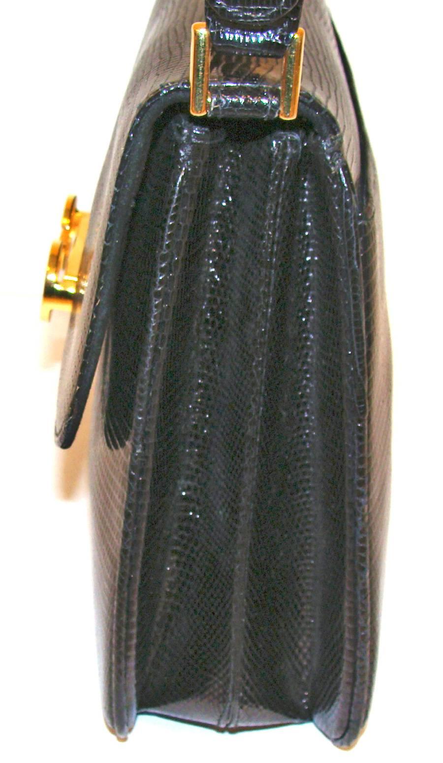 Elegant Black Gucci Lizard Shoulder Bag with Adjustable Strap SPRING! 6
