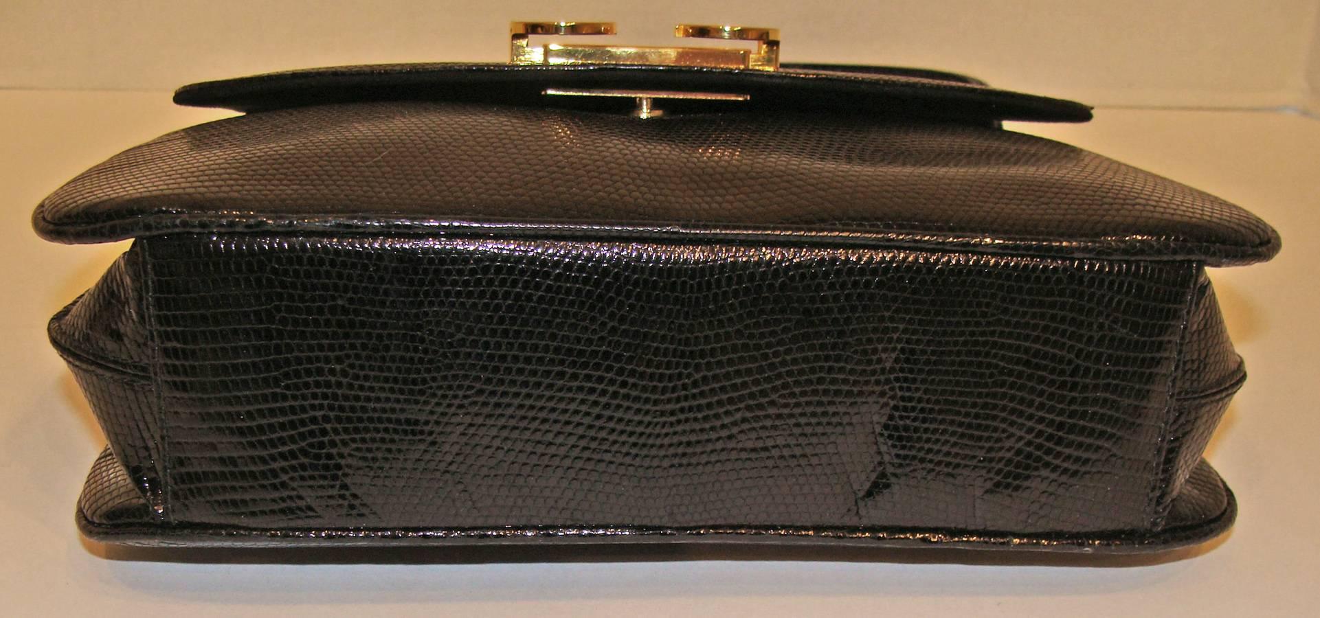 Elegant Black Gucci Lizard Shoulder Bag with Adjustable Strap SPRING! 4